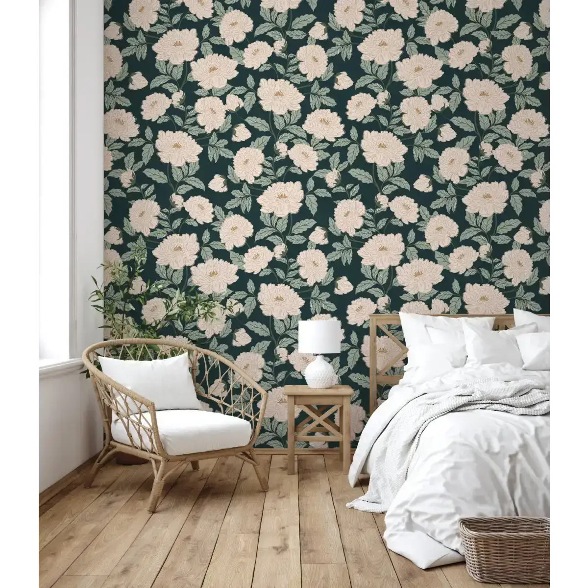 Riley Wallpaper - Elegant Flowers - by Gabriela Dachin - Loomwell Home Goods