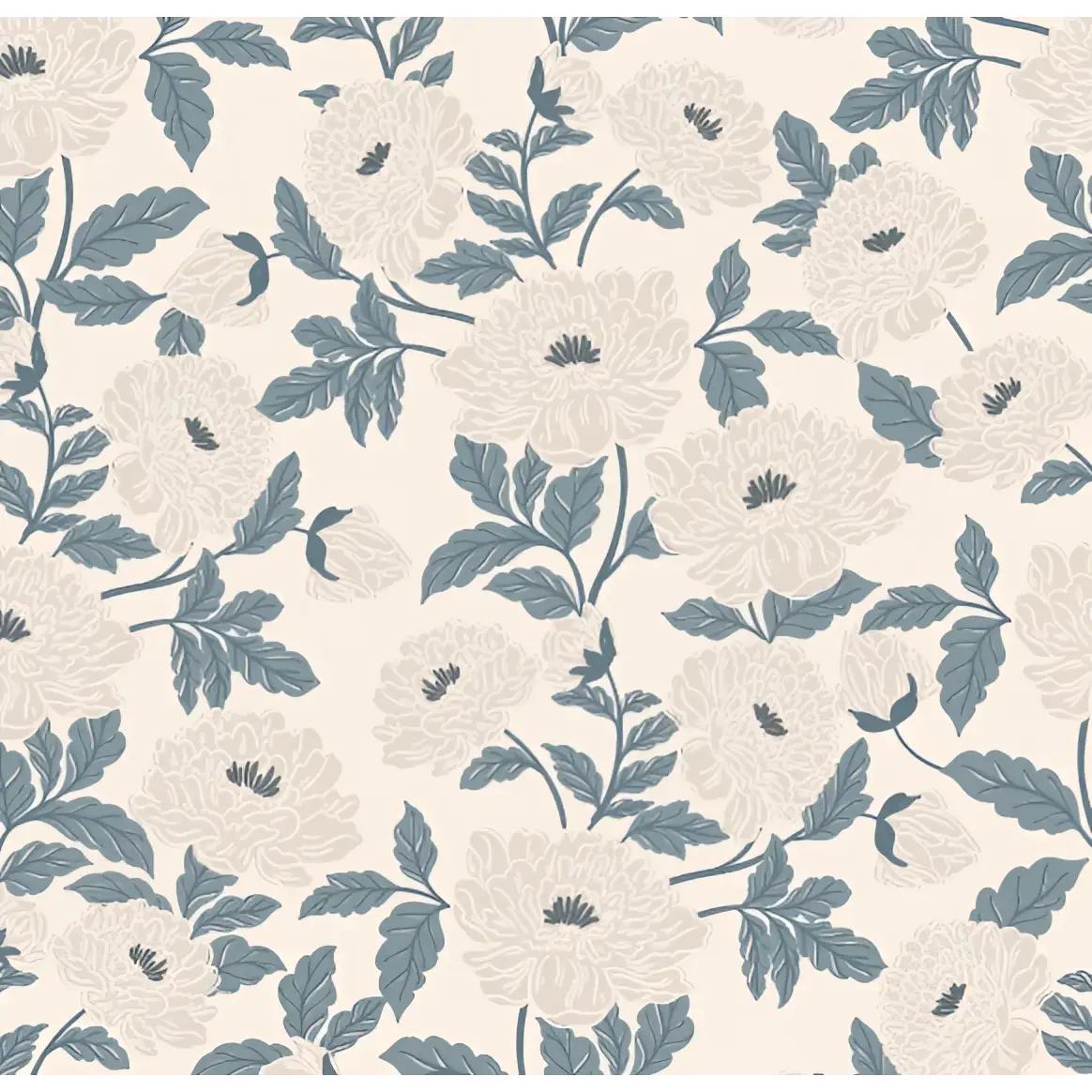 Riley Wallpaper - Elegant Flowers - by Gabriela Dachin - Sample 1 foot by 1 foot / Blue - Loomwell Home Goods