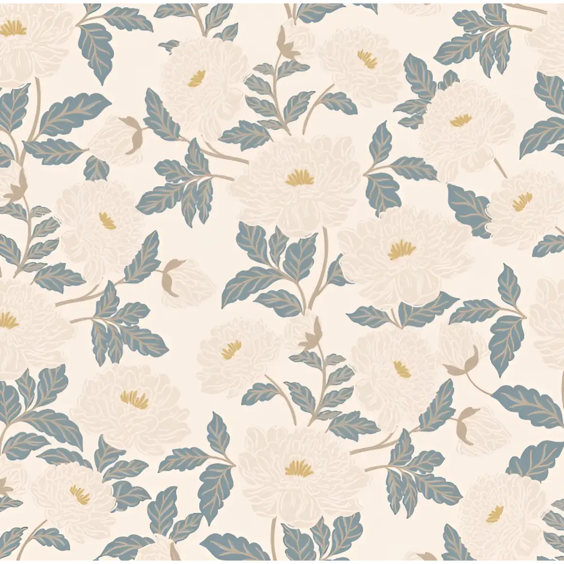 Riley Wallpaper - Elegant Flowers - by Gabriela Dachin - Sample 1 foot by 1 foot / Denim - Loomwell Home Goods