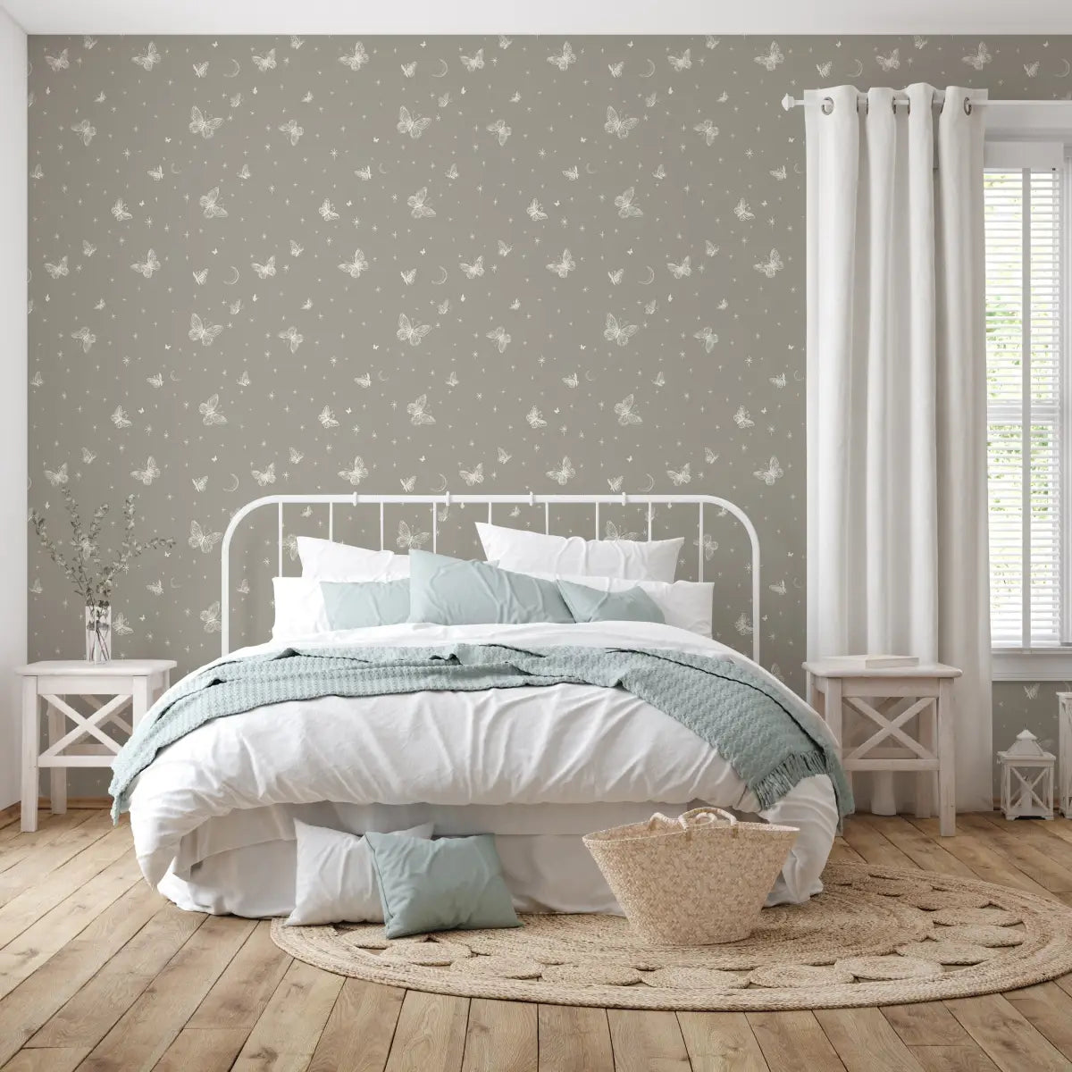 Roamy Wallpaper - Butterfly Line Drawing - by The Feral Flower - Loomwell Home Goods