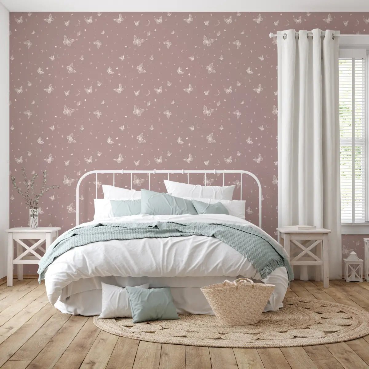 Roamy Wallpaper - Butterfly Line Drawing - by The Feral Flower - Loomwell Home Goods