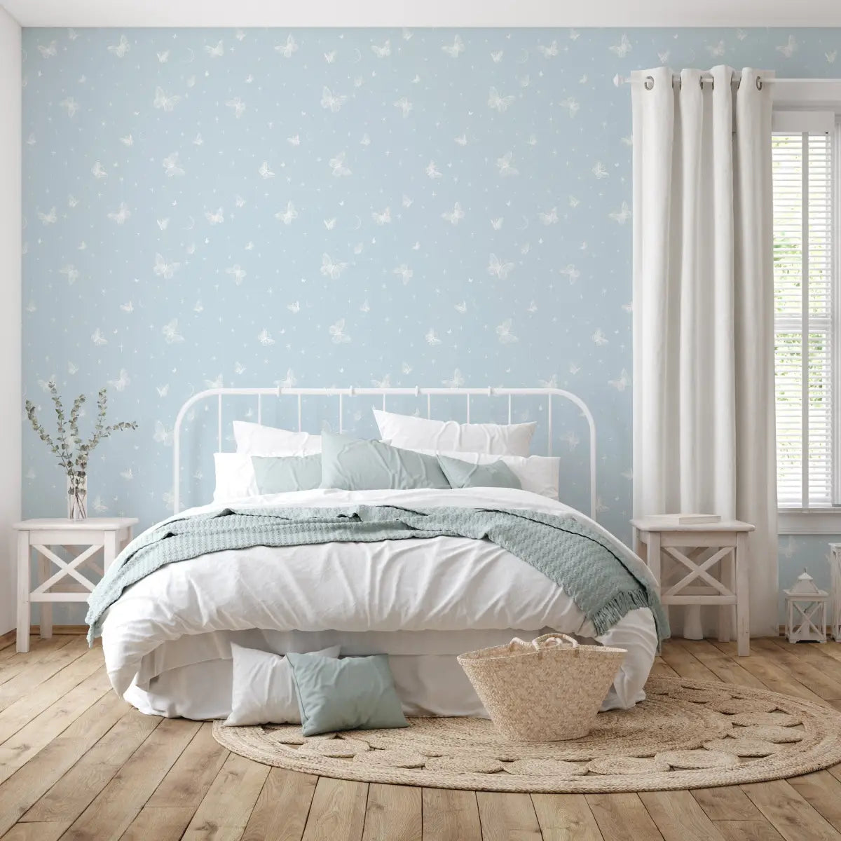 Roamy Wallpaper - Butterfly Line Drawing - by The Feral Flower - Loomwell Home Goods