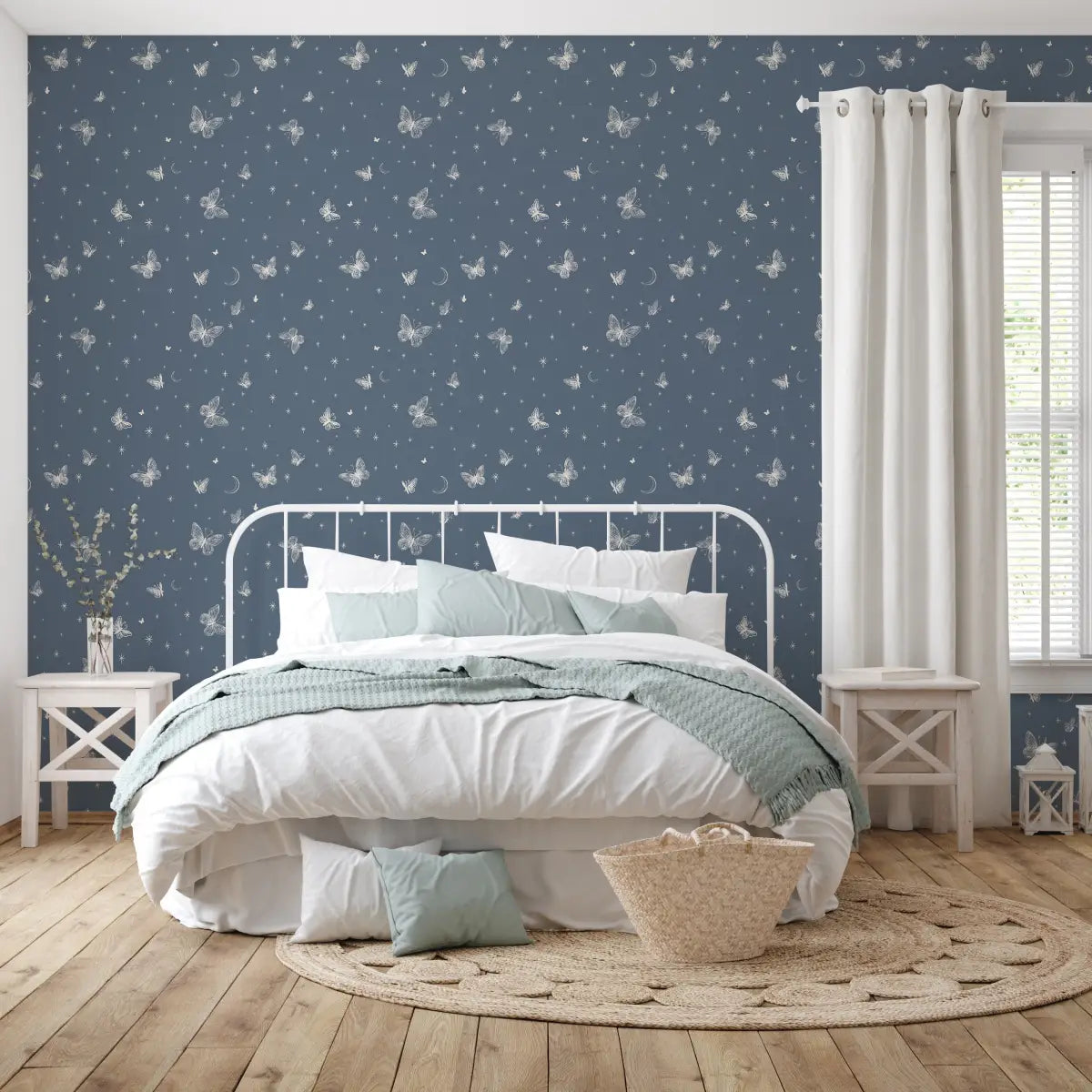 Roamy Wallpaper - Butterfly Line Drawing - by The Feral Flower - Loomwell Home Goods
