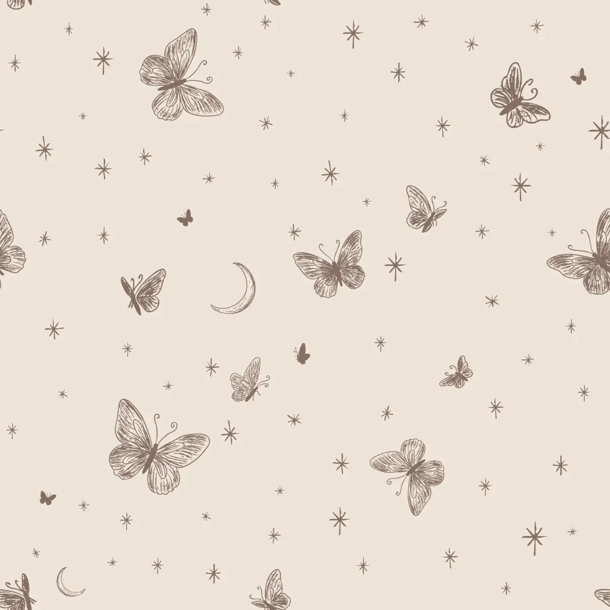 Roamy Wallpaper - Butterfly Line Drawing - by The Feral Flower - Sample 1 foot by 1 foot / Brown - Loomwell Home Goods