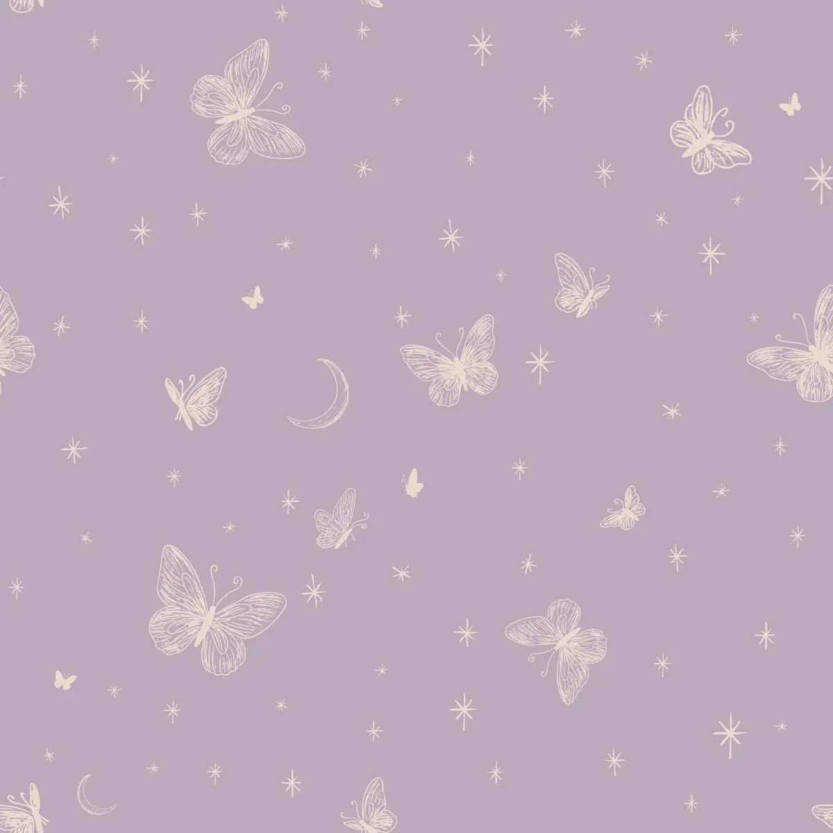 Roamy Wallpaper - Butterfly Line Drawing - by The Feral Flower - Sample 1 foot by 1 foot / Lavender - Loomwell Home