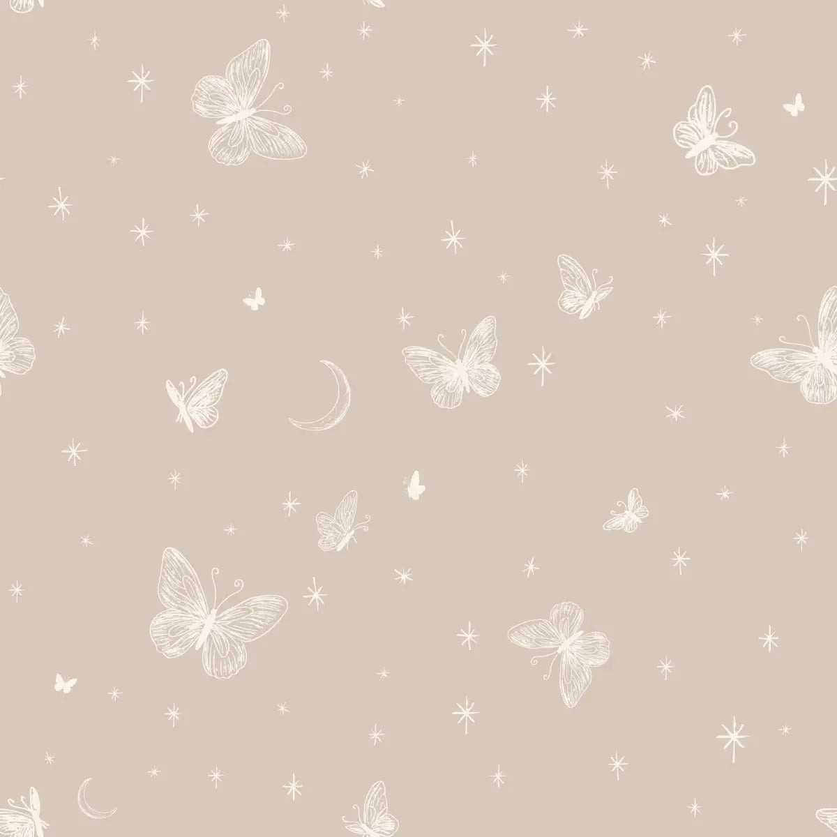 Roamy Wallpaper - Butterfly Line Drawing - by The Feral Flower - Sample 1 foot by 1 foot / Neutral - Loomwell Home Goods