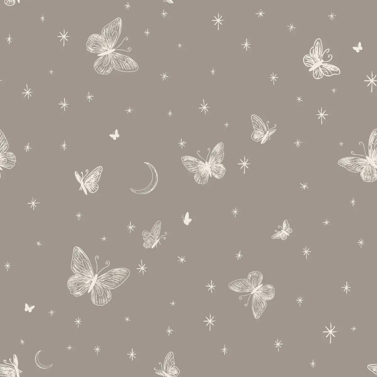 Roamy Wallpaper - Butterfly Line Drawing - by The Feral Flower - Sample 1 foot by 1 foot / Sage - Loomwell Home Goods
