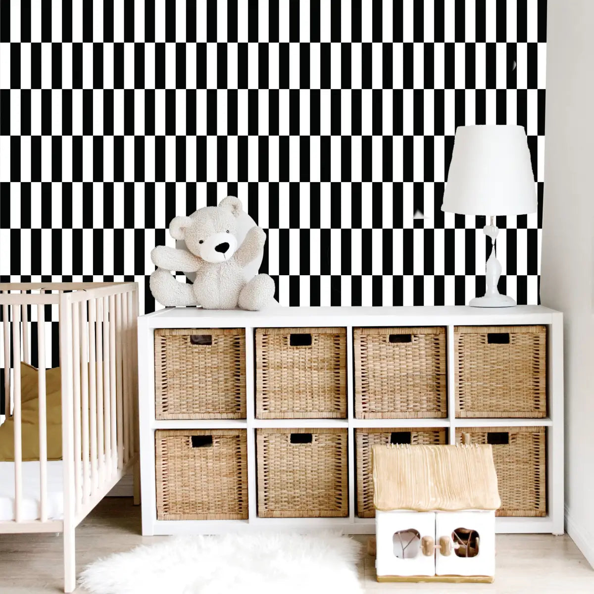 Robby Wallpaper - Modern Skinny Checkerboard - by Kourtni Gunn - Loomwell Home Goods