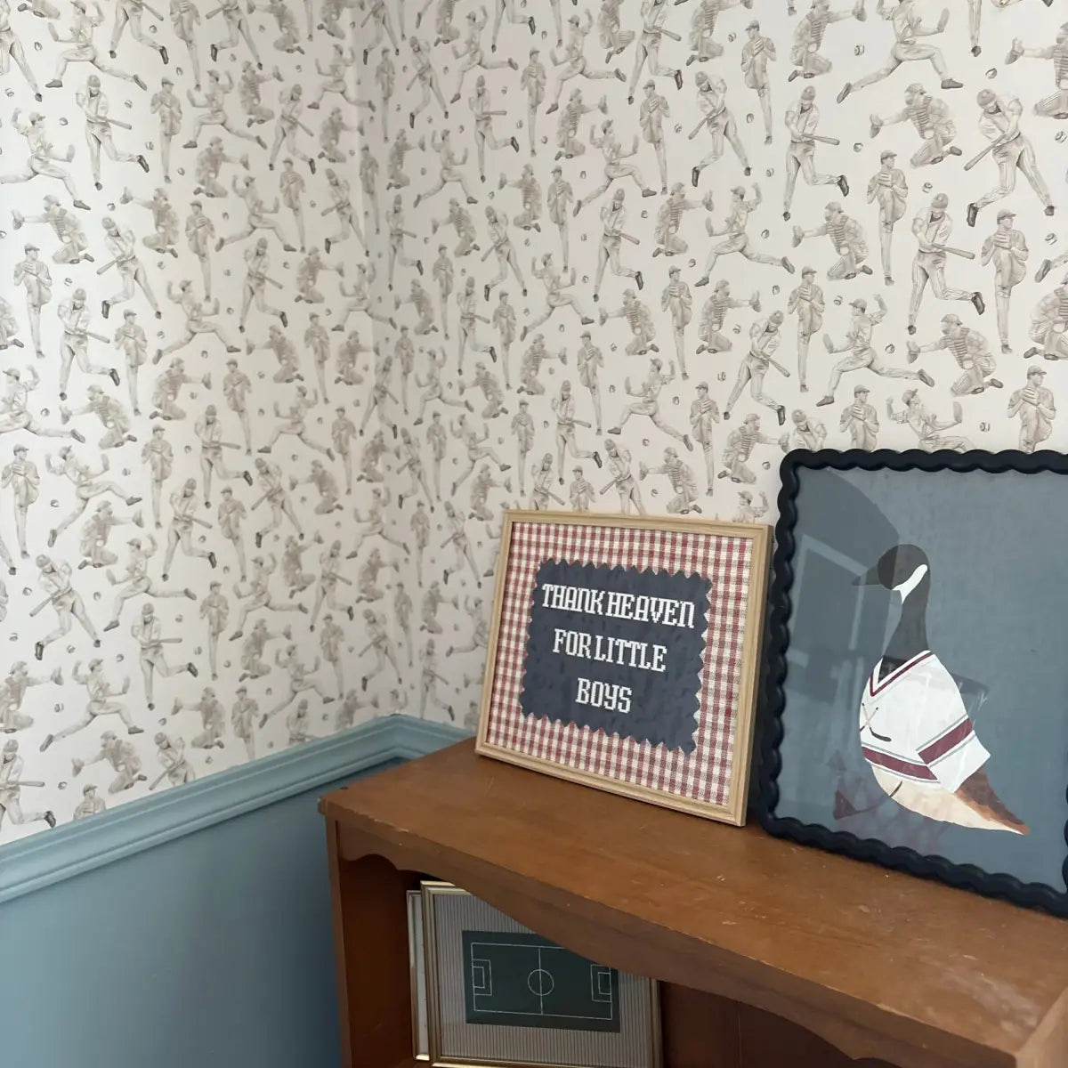 Robinson Wallpaper - Vintage Baseball Players - by Hailey Kiefer Designs - Loomwell Home Goods