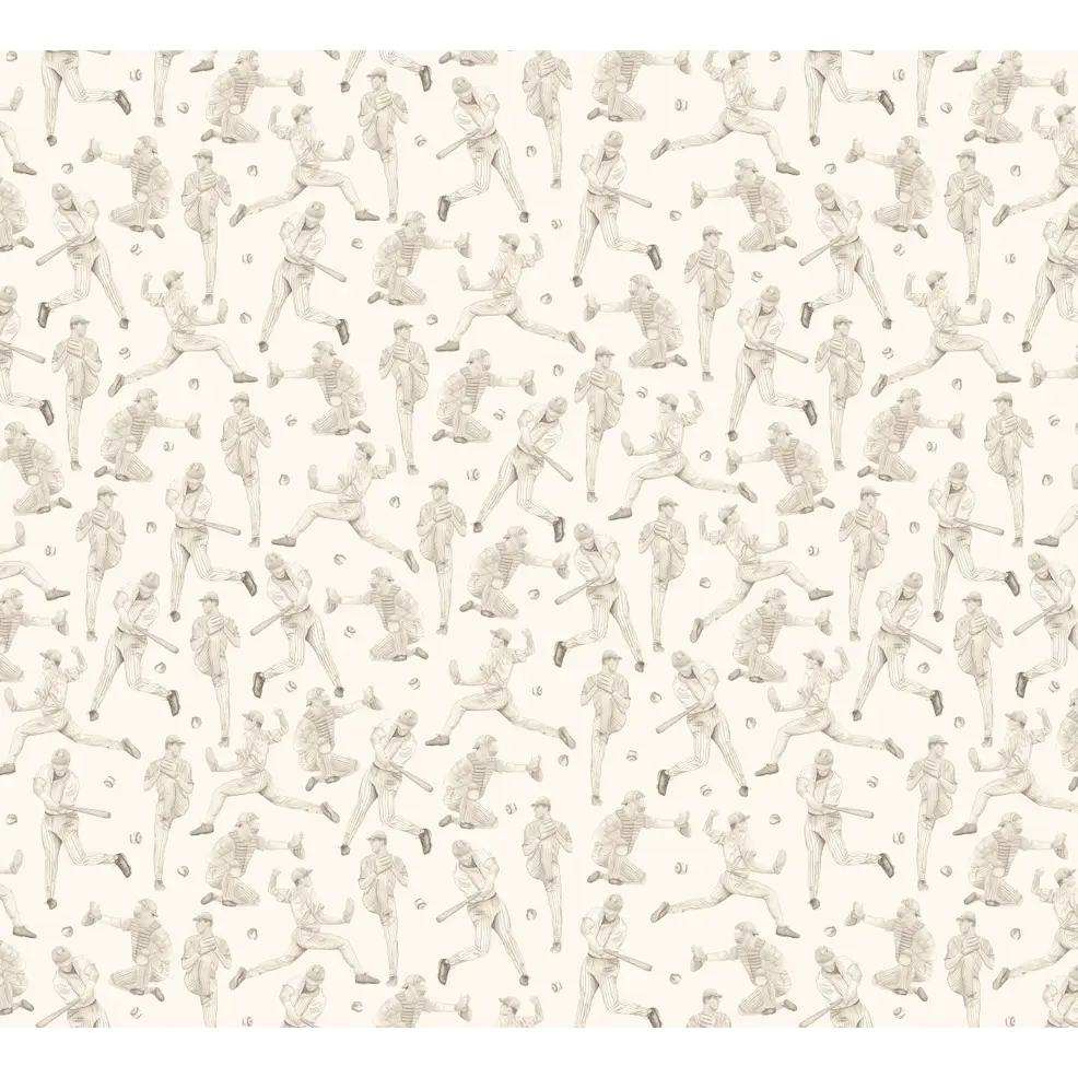 Robinson Wallpaper - Vintage Baseball Players - by Hailey Kiefer Designs - Sample 1 foot by 1 foot - Loomwell Home Goods