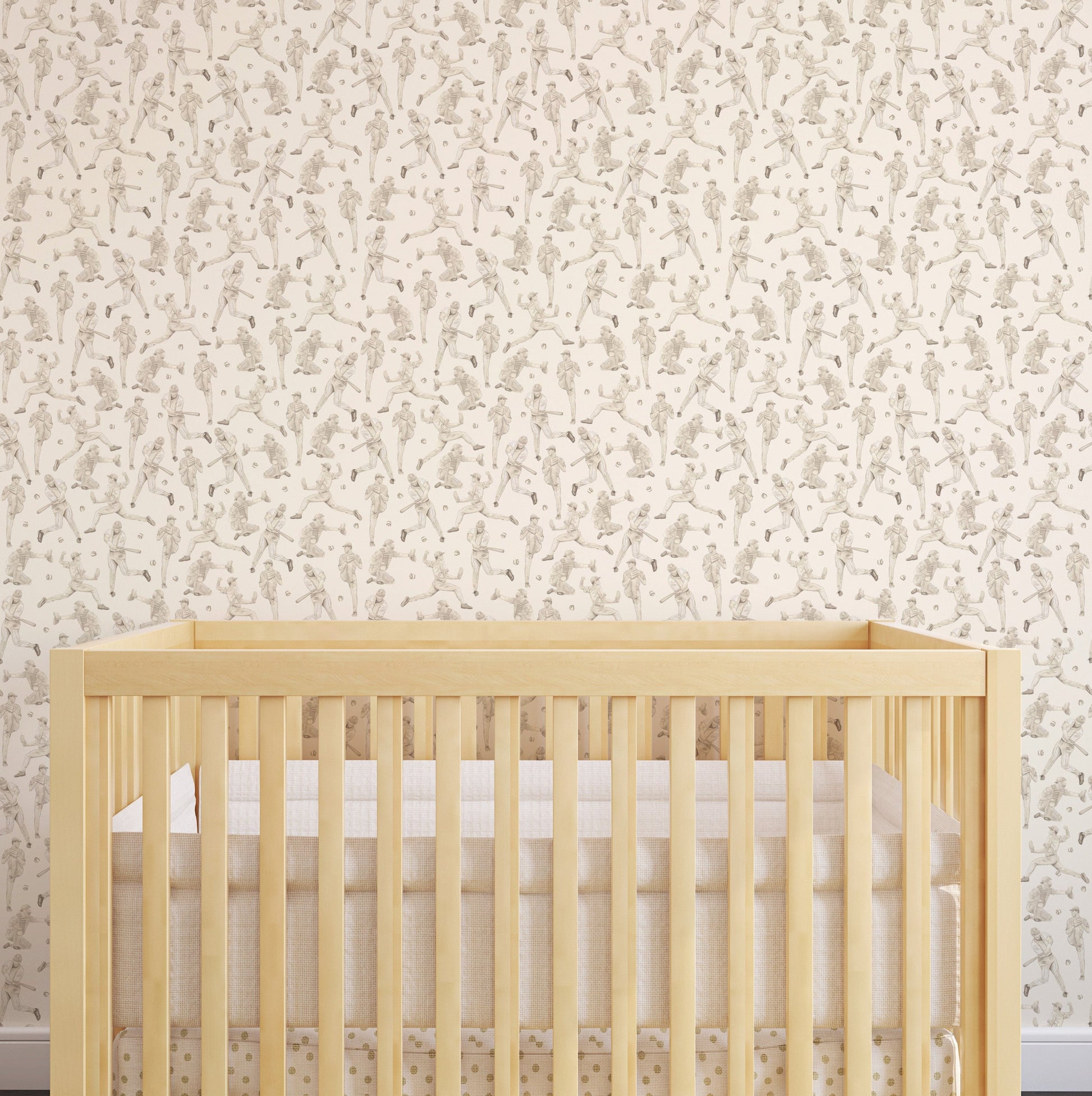 Robinson Baseball Wallpaper by Hailey Kiefer Designs - Loomwell Home Goods