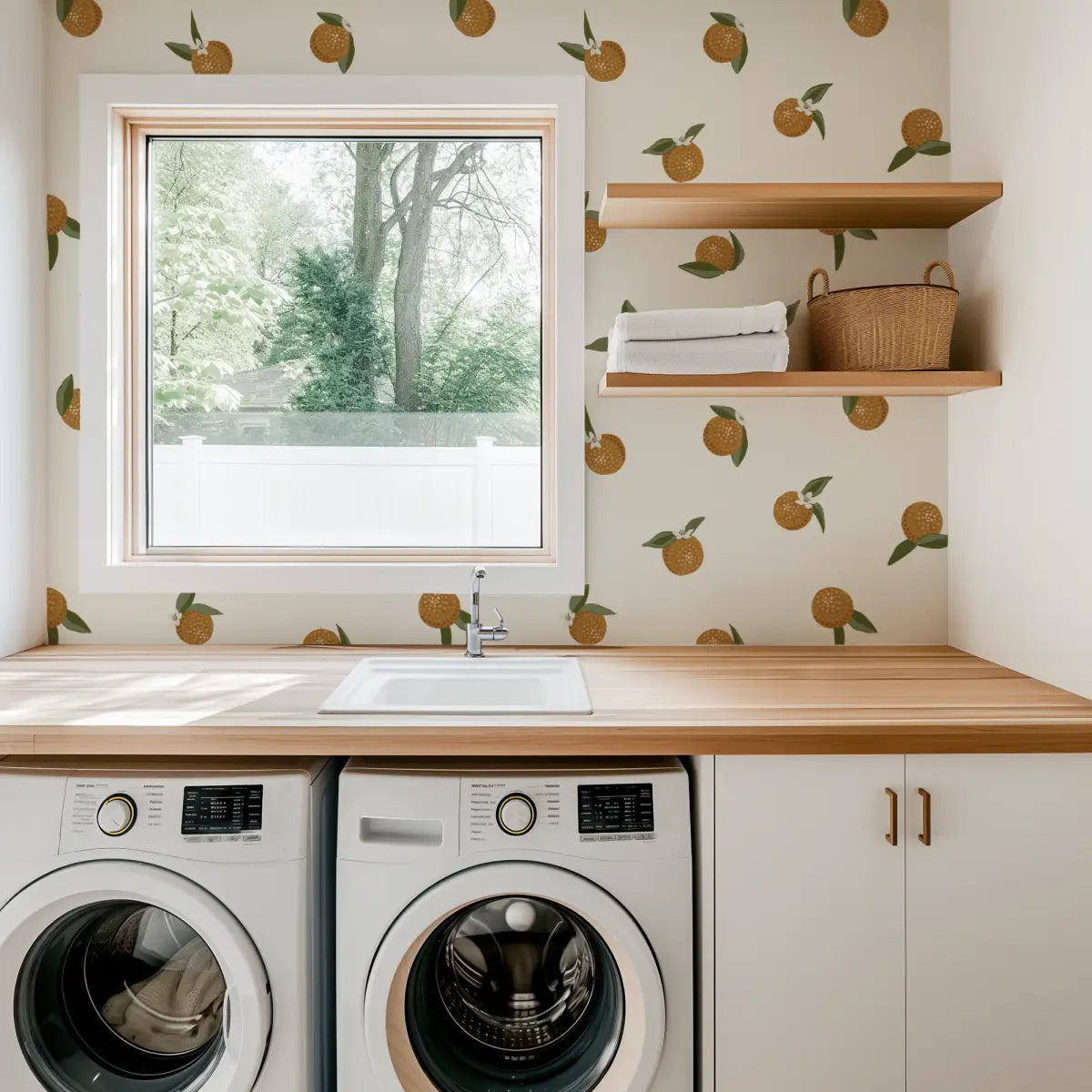Roe Wallpaper - Bold Oranges - Citrus Dots - by Mackenzie Nelson - Loomwell Home Goods