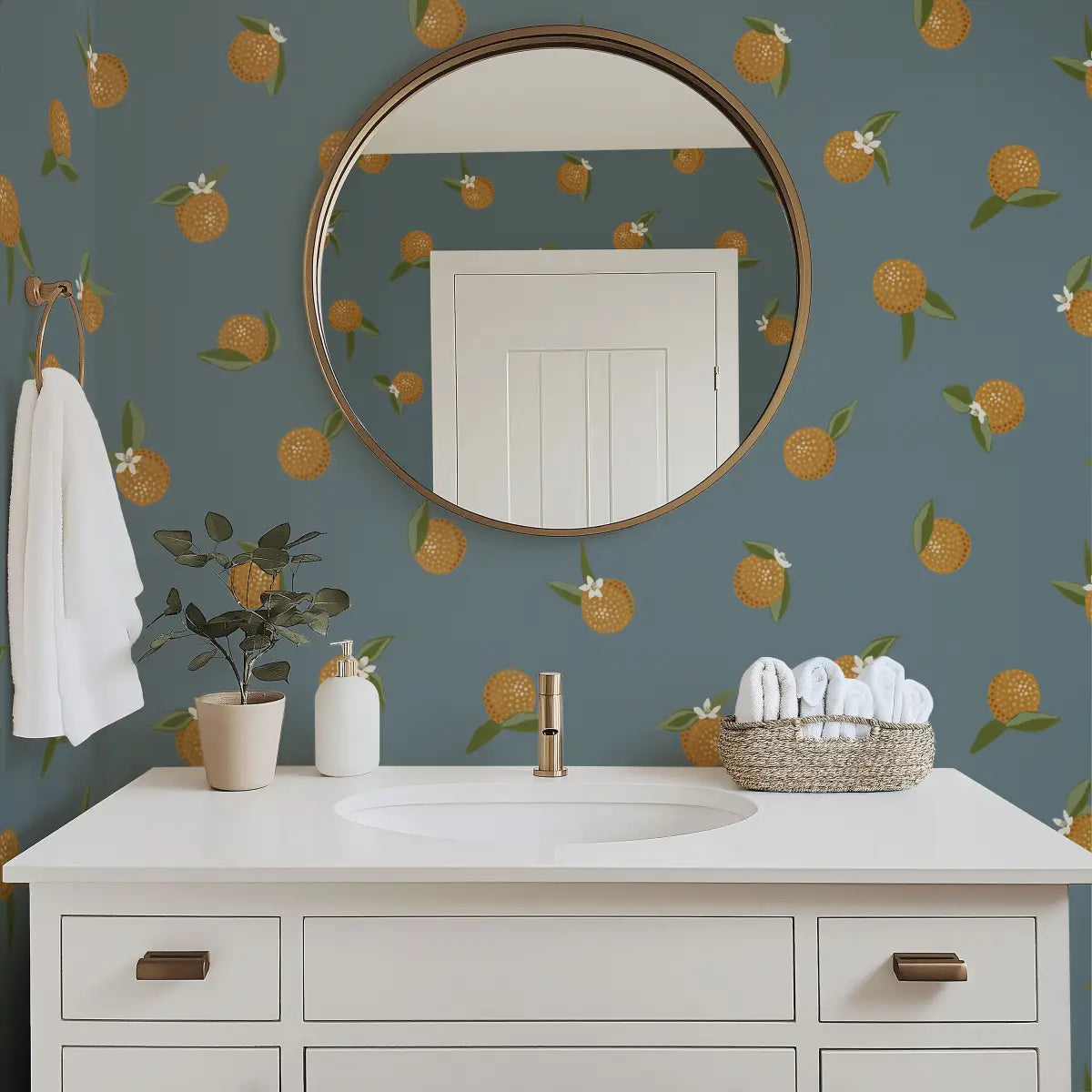 Roe Wallpaper - Bold Oranges - Citrus Dots - by Mackenzie Nelson - Loomwell Home Goods