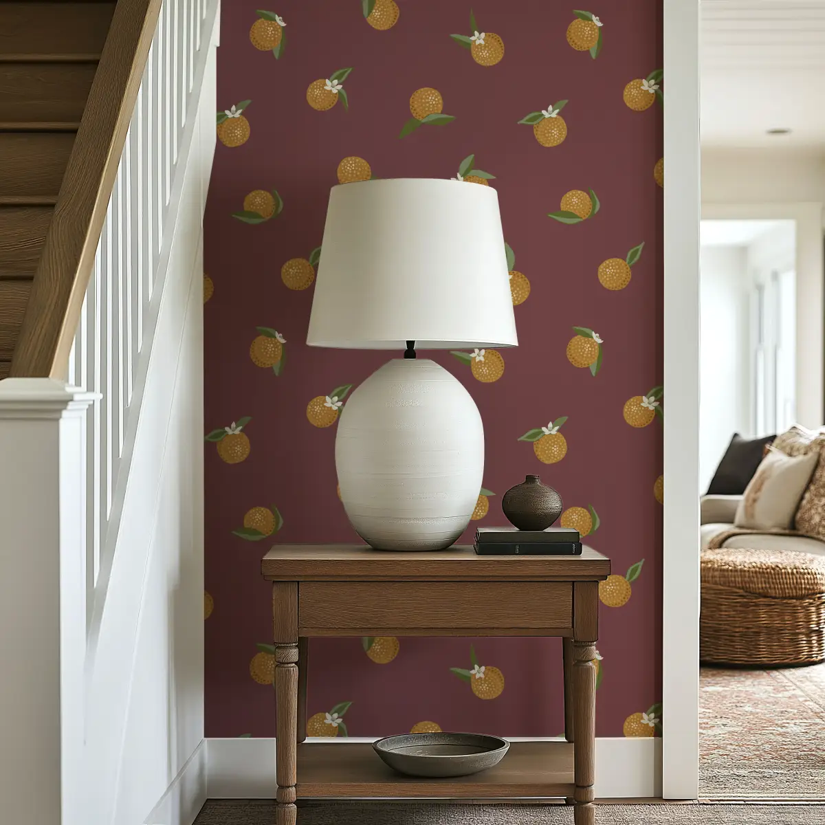 Roe Wallpaper - Bold Oranges - Citrus Dots - by Mackenzie Nelson - Loomwell Home Goods