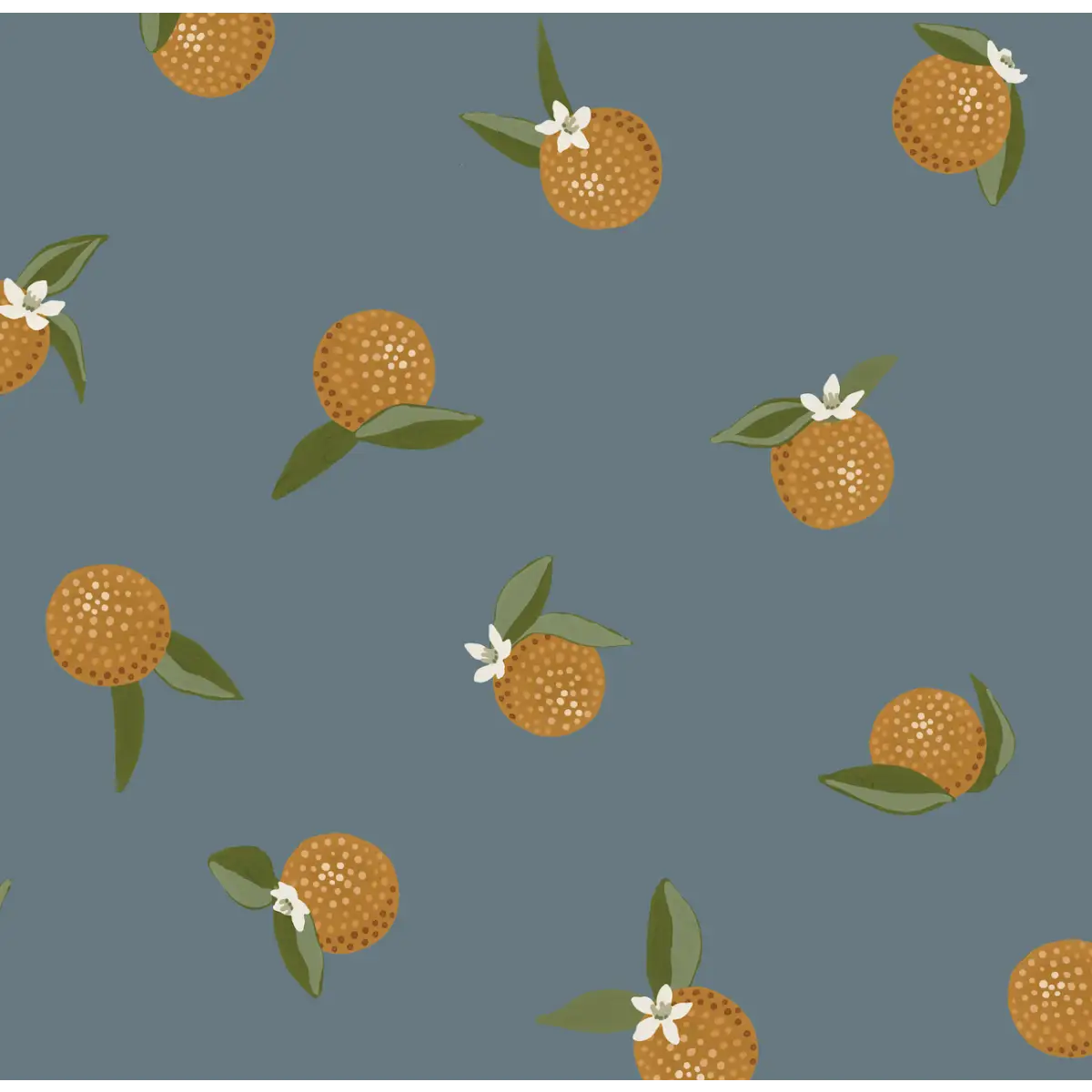 Roe Wallpaper - Bold Oranges - Citrus Dots - by Mackenzie Nelson - Sample 1 foot by 1 foot / Dark Blue - Loomwell Home