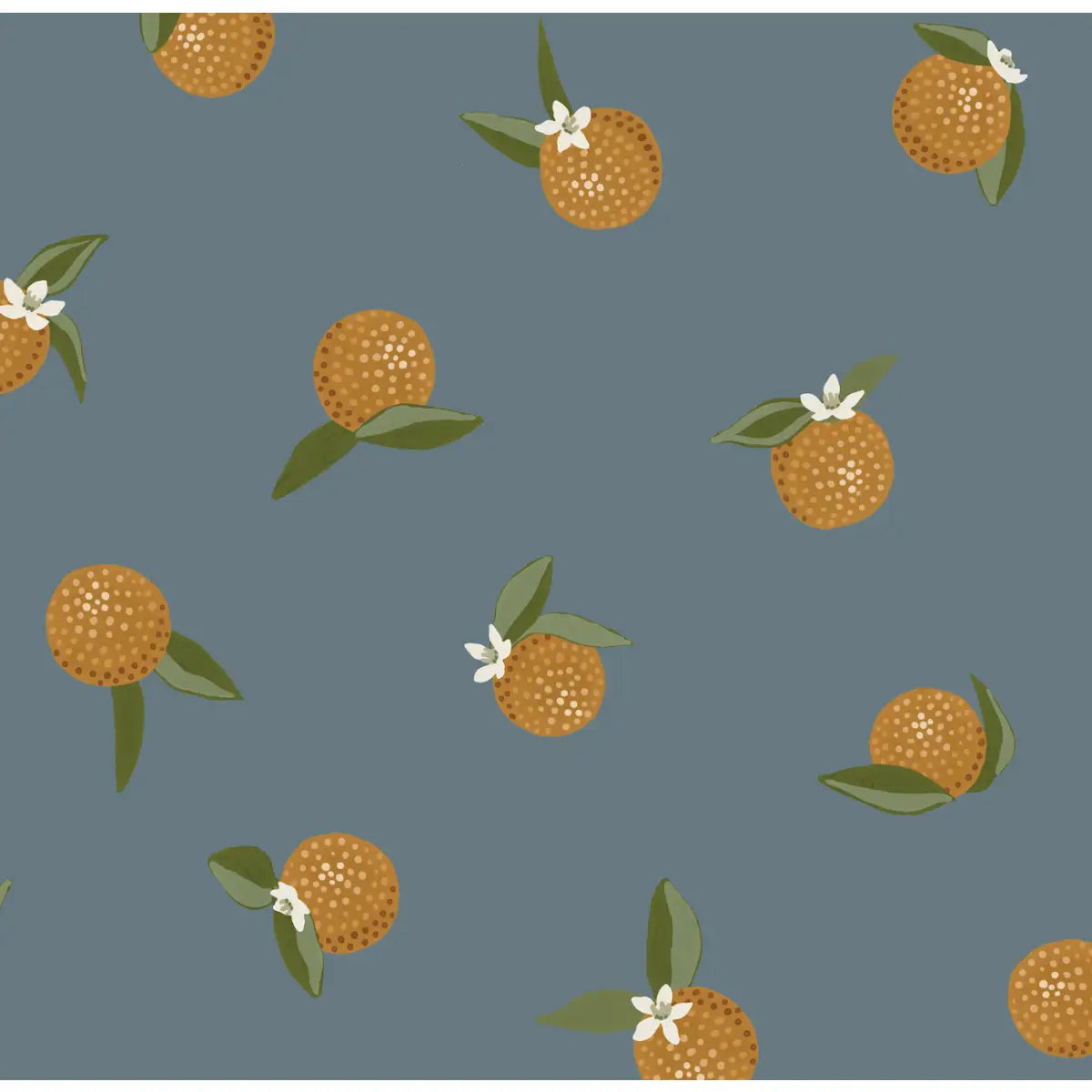 Roe Wallpaper - Bold Oranges - Citrus Dots - by Mackenzie Nelson - Sample 1 foot by 1 foot / Dark Blue - Loomwell Home