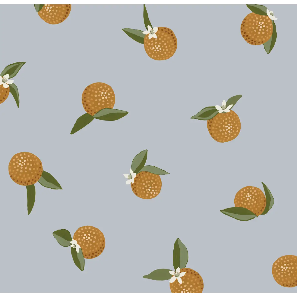 Roe Wallpaper - Bold Oranges - Citrus Dots - by Mackenzie Nelson - Sample 1 foot by 1 foot / Light Blue - Loomwell Home