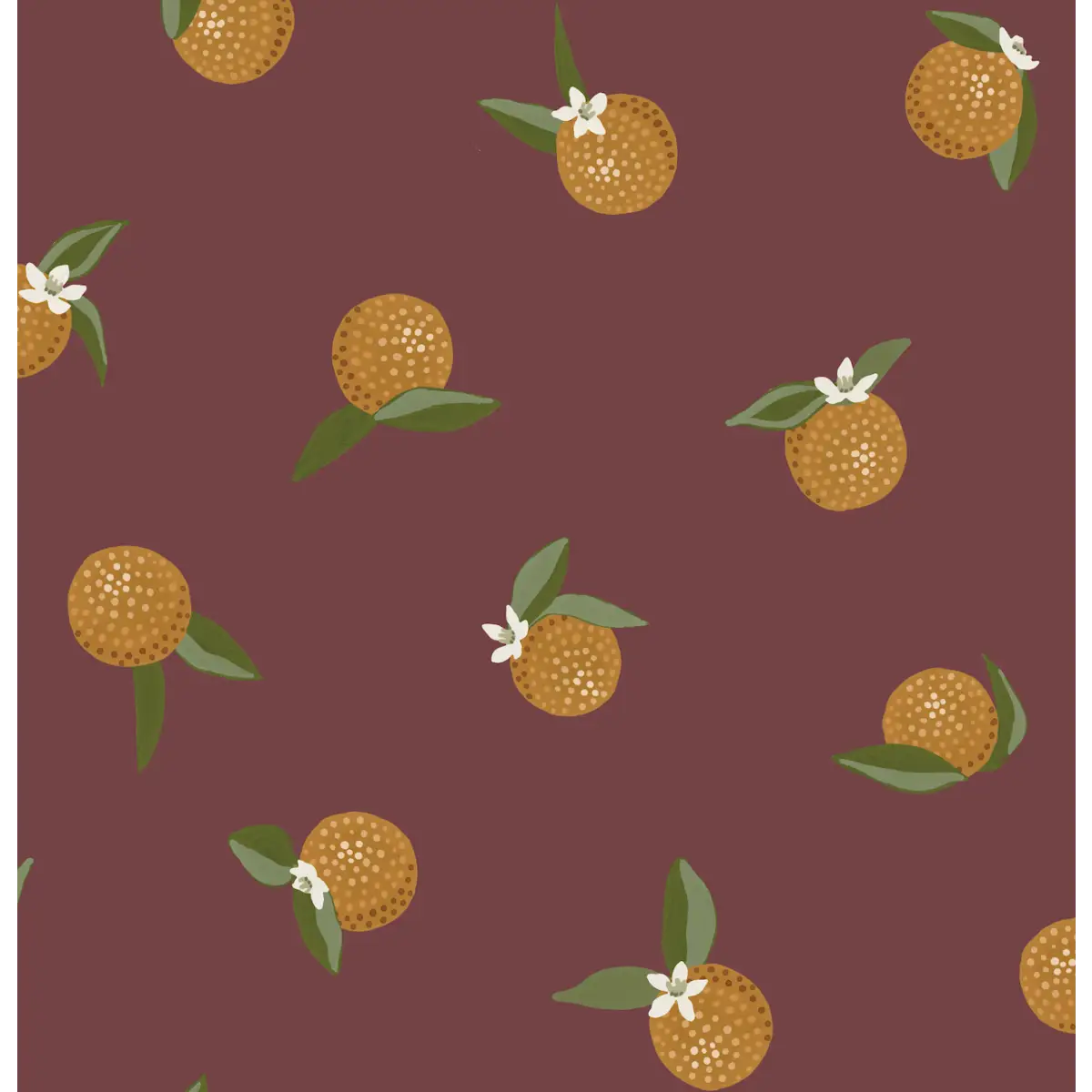 Roe Wallpaper - Bold Oranges - Citrus Dots - by Mackenzie Nelson - Sample 1 foot by 1 foot / Maroon - Loomwell Home