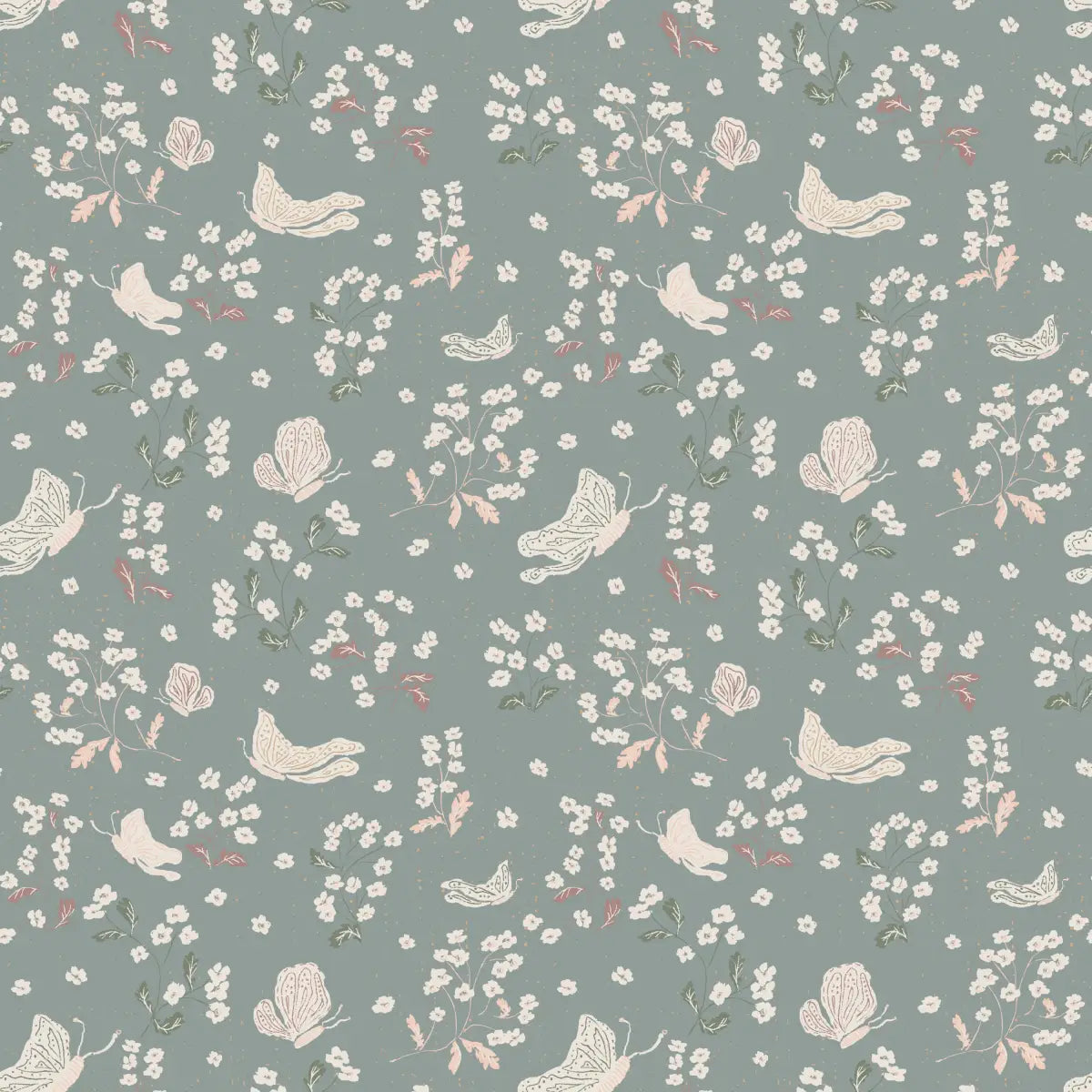 Ronnie Wallpaper - Vintage Butterflies - by Creating to Love - Sample 1 foot by 1 foot / Blue - Loomwell Home Goods