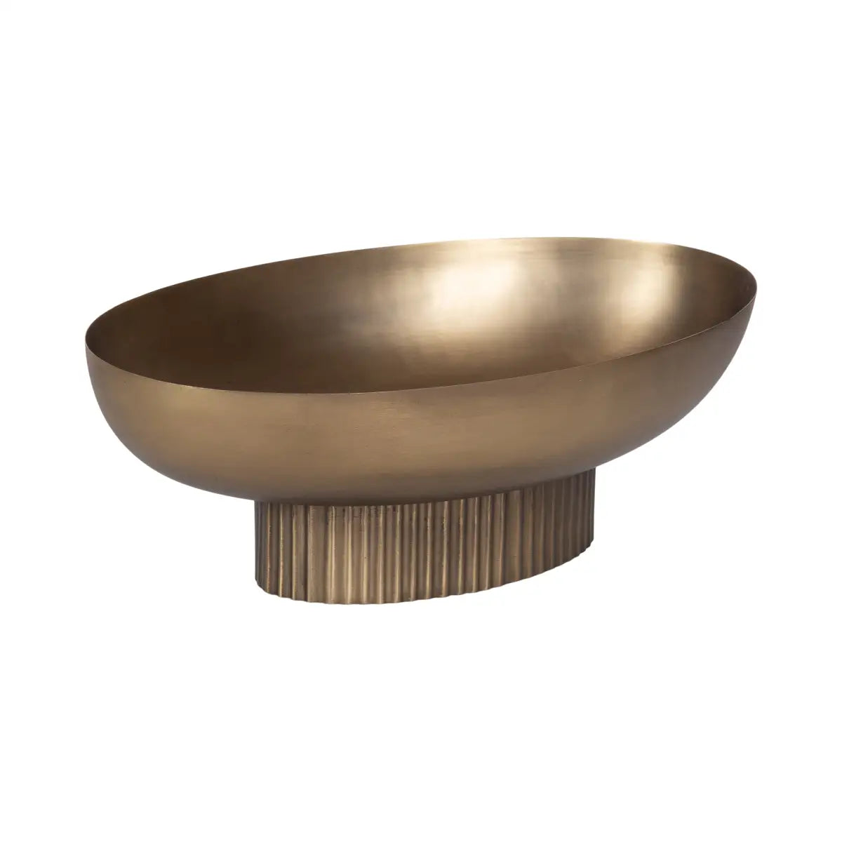 Rooks Ribbed Modern Metal Bowl - Gold / 14x9x5 - kateandlaurel