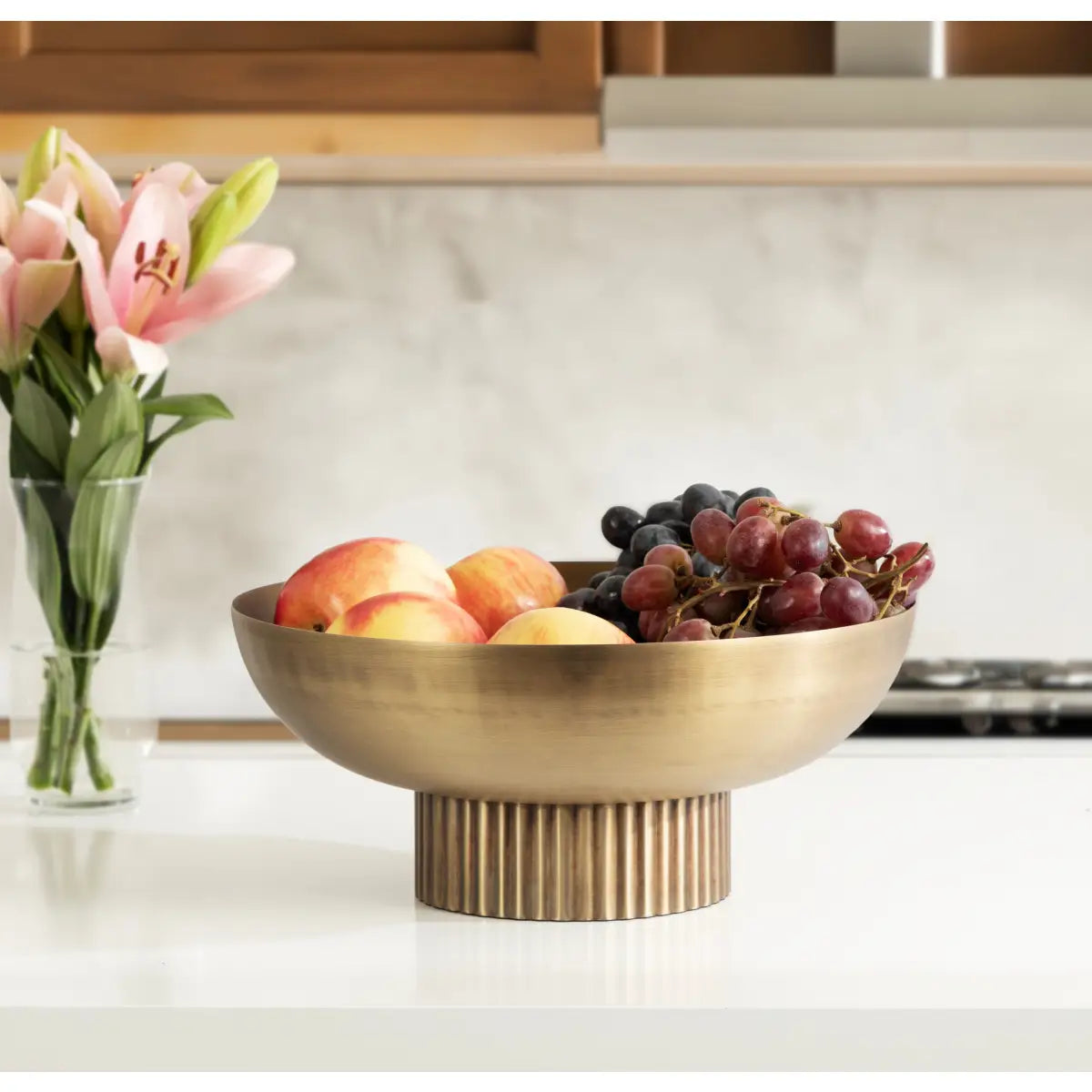 Rooks Ribbed Modern Metal Bowl - kateandlaurel