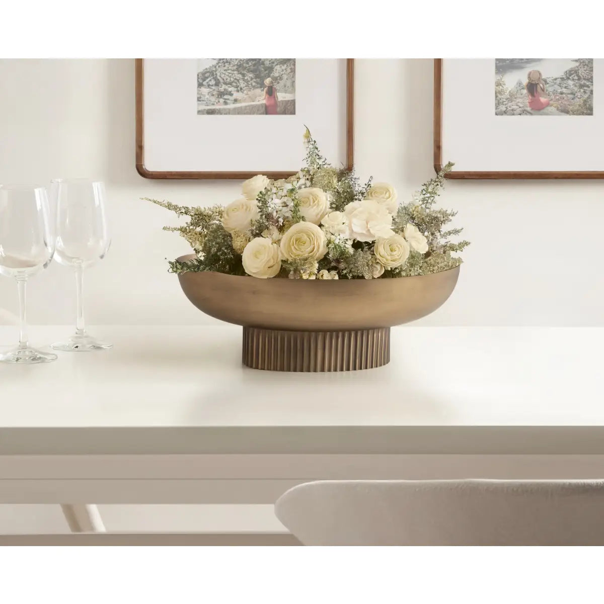 Rooks Ribbed Modern Metal Bowl - kateandlaurel