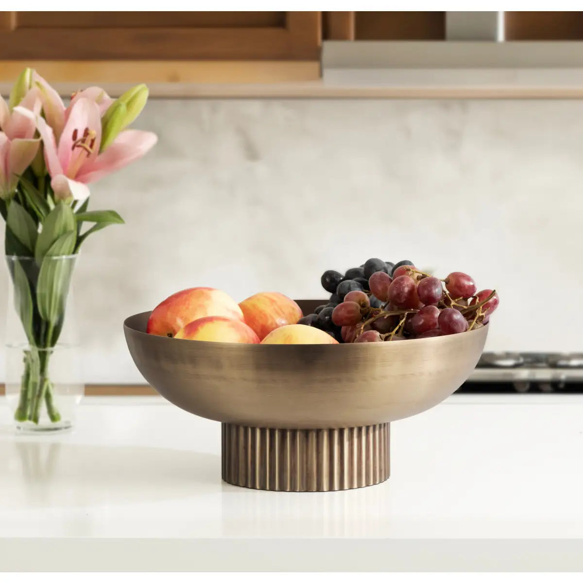 Rooks Ribbed Modern Metal Bowl - kateandlaurel