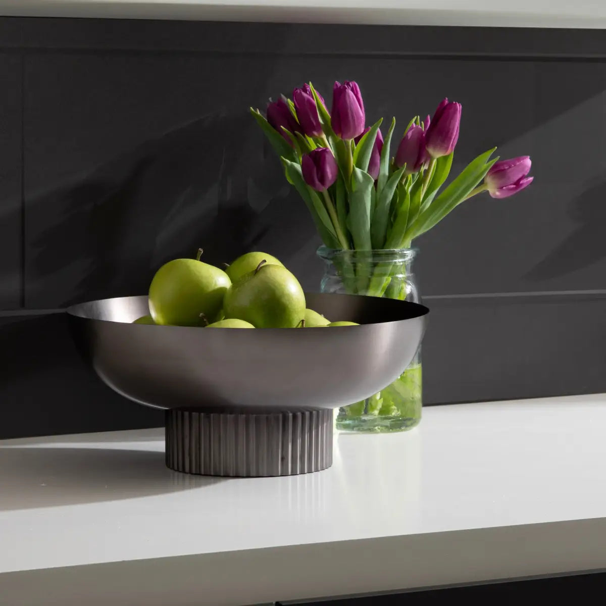 Rooks Ribbed Modern Metal Bowl - kateandlaurel