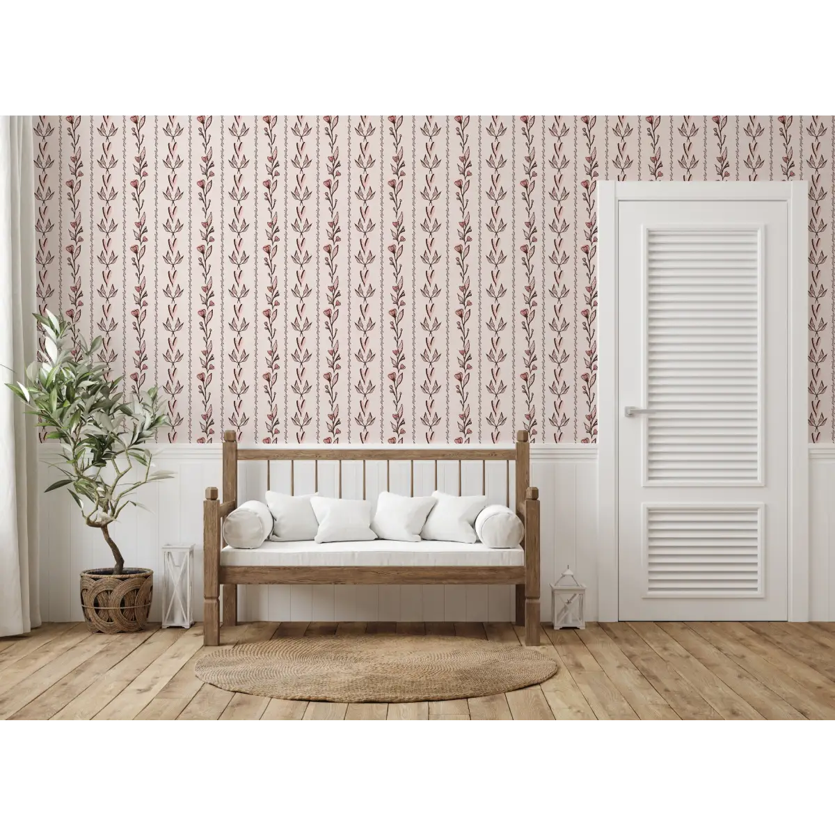Rooney Wallpaper - Hearts and Branches - by Ana Goldar Design - Loomwell Home Goods