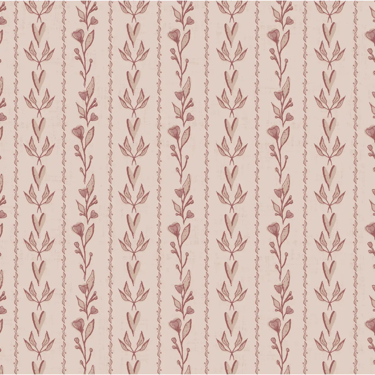 Rooney Wallpaper - Hearts and Branches - by Ana Goldar Design - Sample 1 foot by 1 foot / Dusty Pink - Loomwell Home