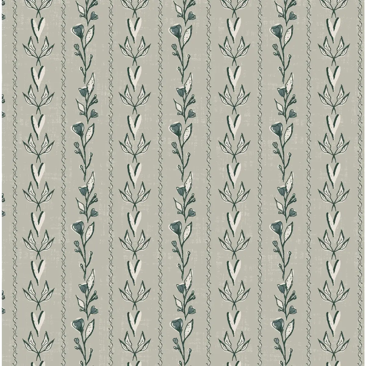 Rooney Wallpaper - Hearts and Branches - by Ana Goldar Design - Sample 1 foot by 1 foot / Green - Loomwell Home Goods