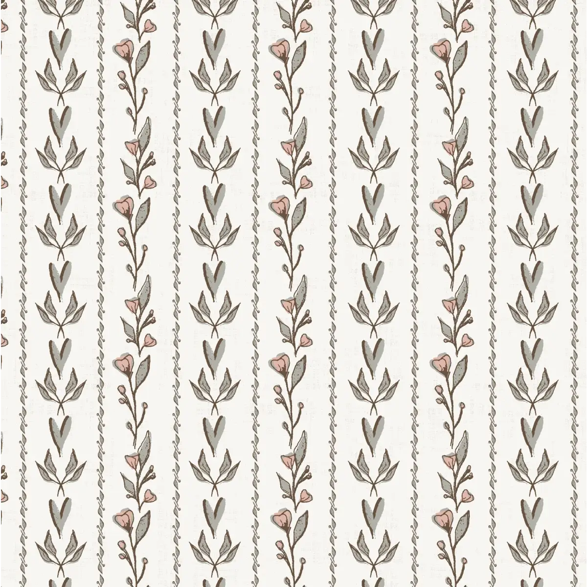 Rooney Wallpaper - Hearts and Branches - by Ana Goldar Design - Sample 1 foot by 1 foot / Neutral - Loomwell Home Goods