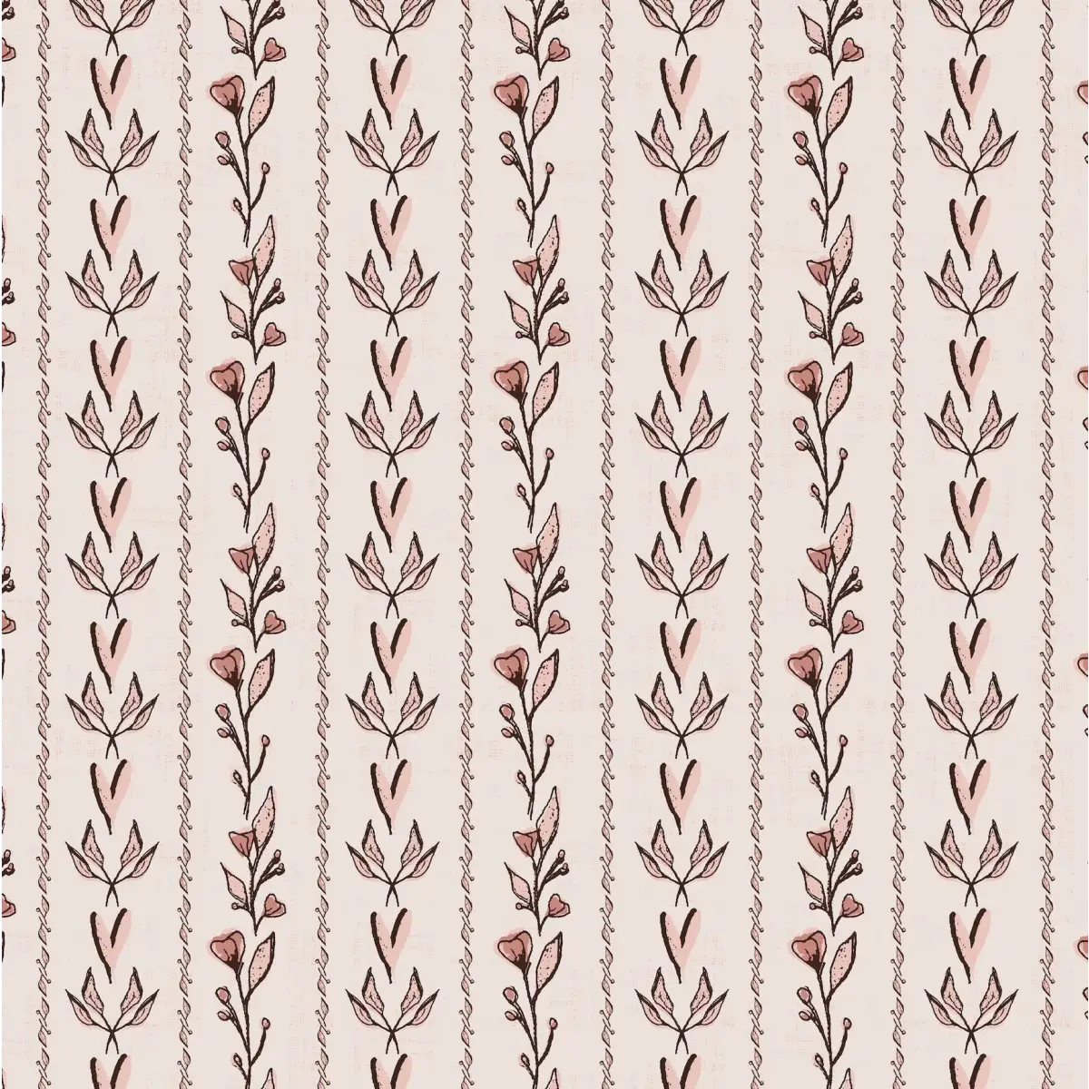 Rooney Wallpaper - Hearts and Branches - by Ana Goldar Design - Sample 1 foot by 1 foot / Pink - Loomwell Home Goods