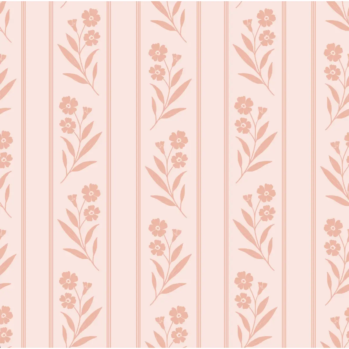 Rory Wallpaper - Floral Stripe - by Gooseberry Moon - Sample 1 foot by 1 foot / Pink - Loomwell Home Goods