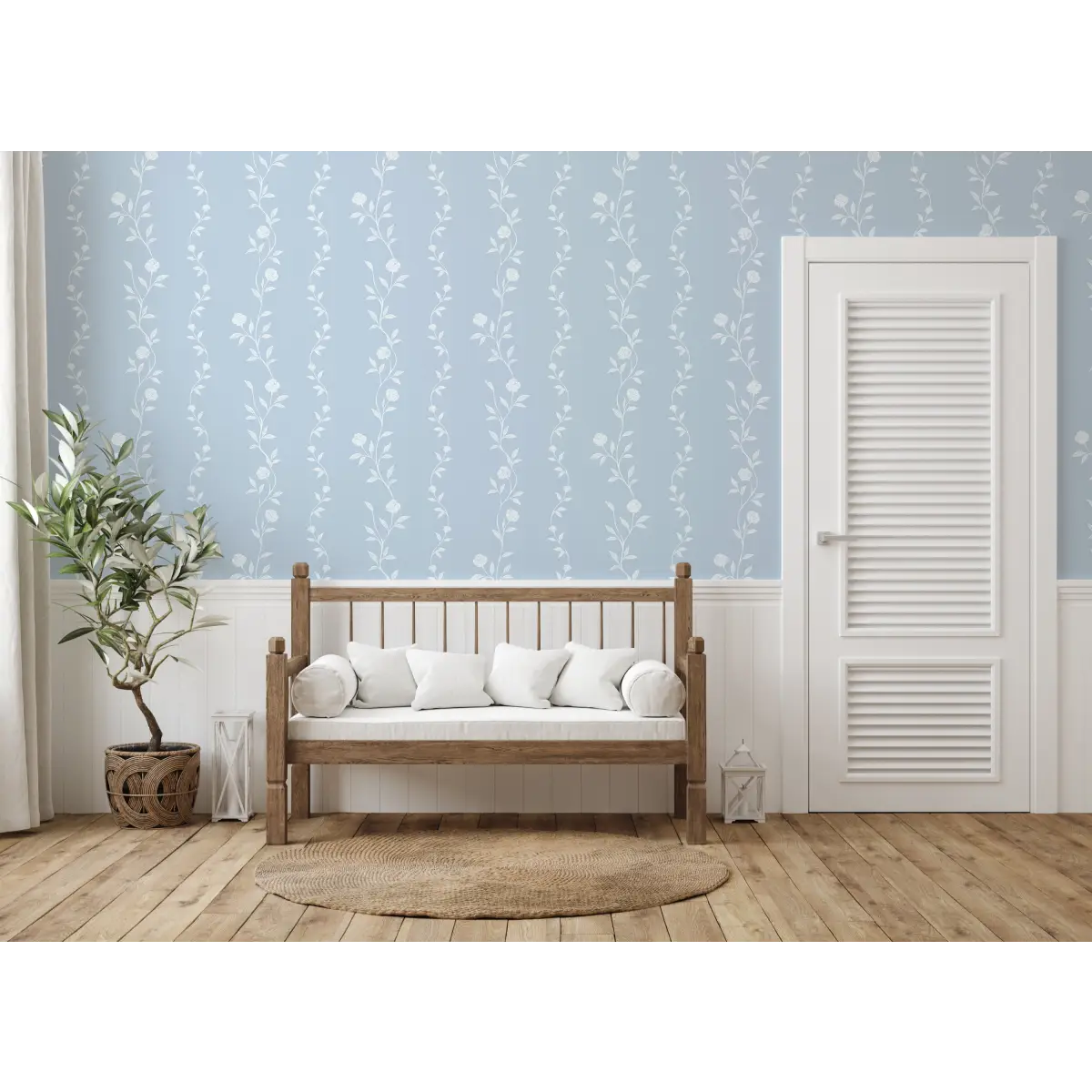 Rosalee Wallpaper - Wavy Flora Stripe - by The Feral Flower - Loomwell Home Goods