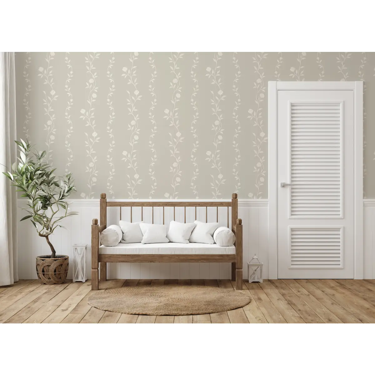 Rosalee Wallpaper - Wavy Flora Stripe - by The Feral Flower - Loomwell Home Goods