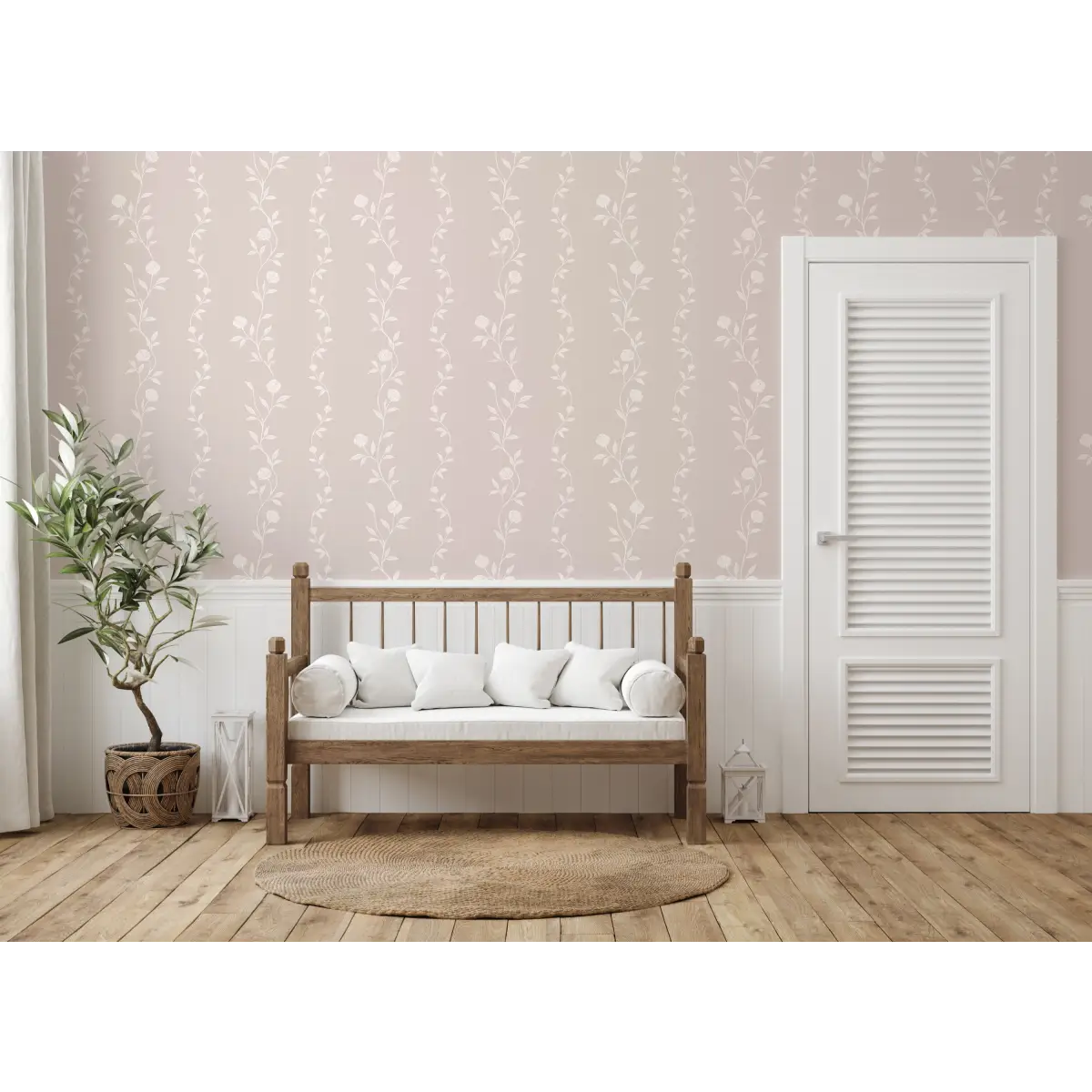 Rosalee Wallpaper - Wavy Flora Stripe - by The Feral Flower - Loomwell Home Goods