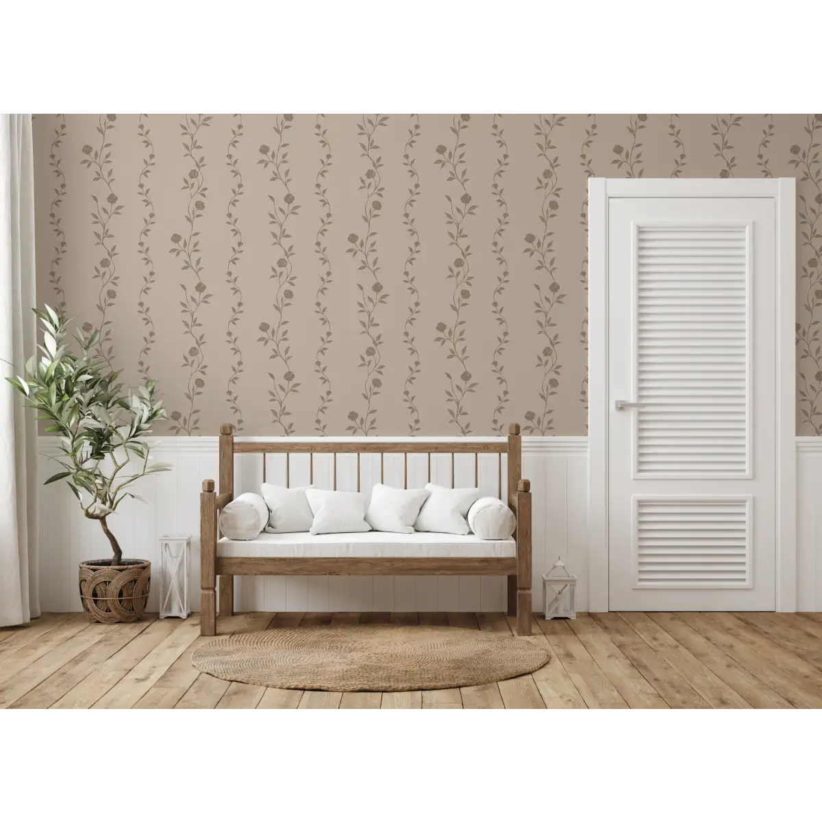 Rosalee Wallpaper - Wavy Flora Stripe - by The Feral Flower - Loomwell Home Goods