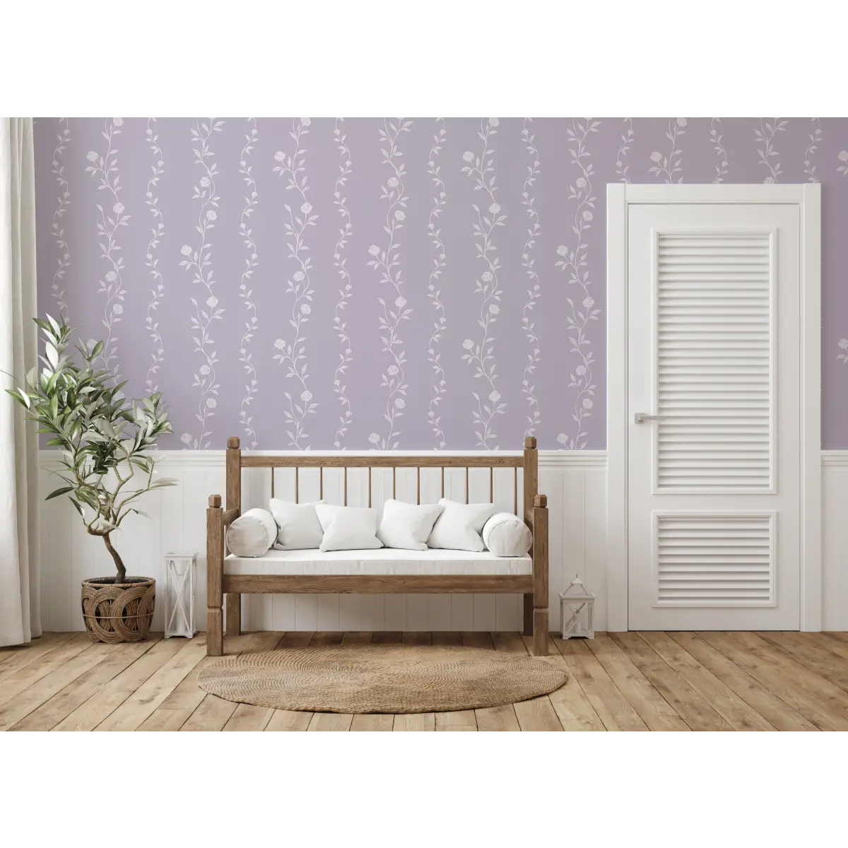 Rosalee Wallpaper - Wavy Flora Stripe - by The Feral Flower - Loomwell Home Goods