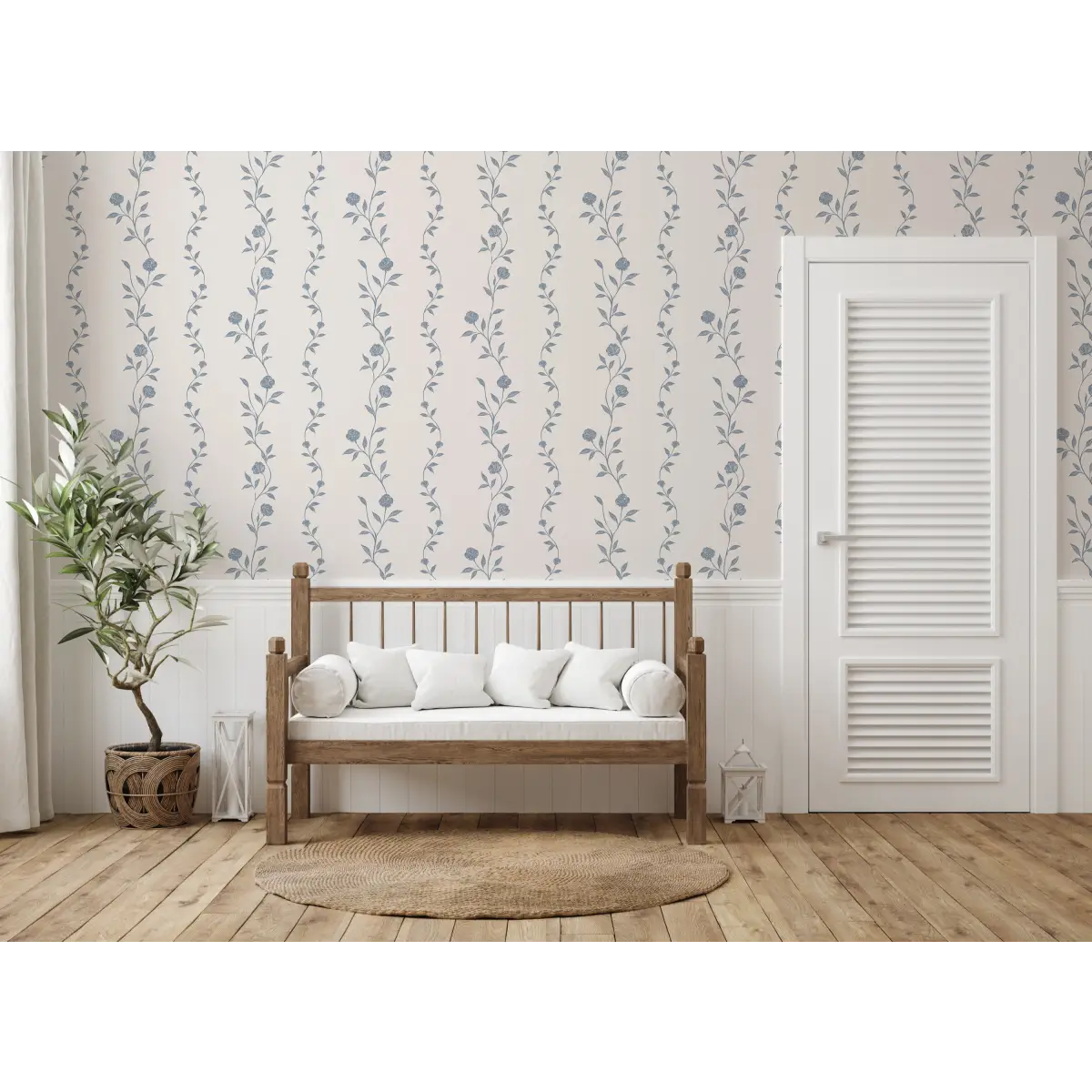 Rosalee Wallpaper - Wavy Flora Stripe - by The Feral Flower - Loomwell Home Goods