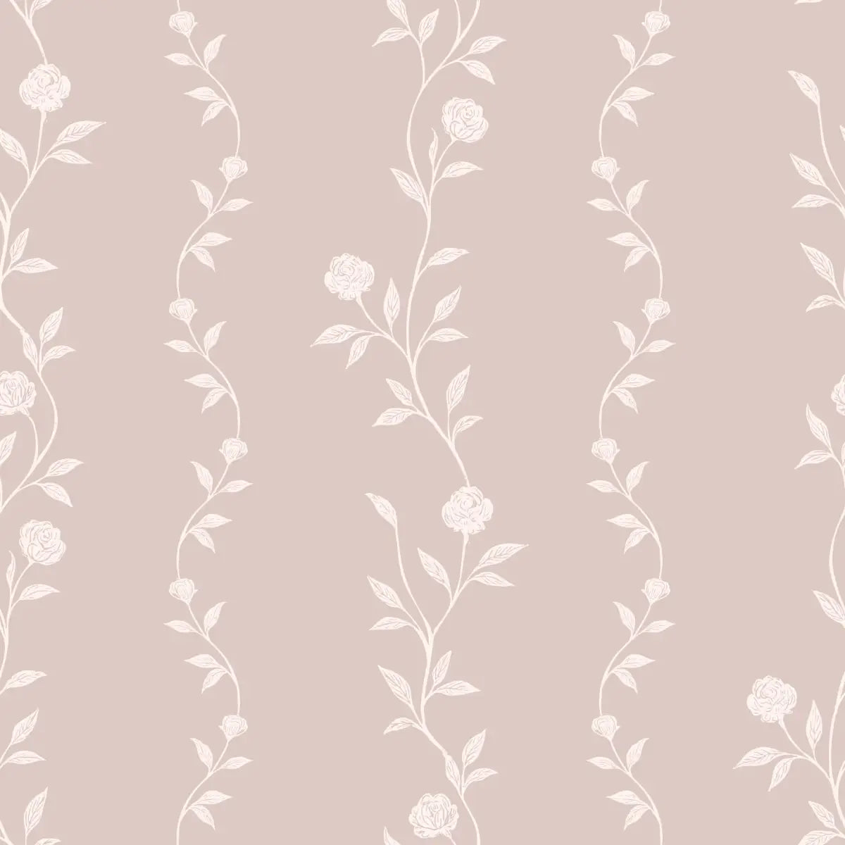 Rosalee Wallpaper - Wavy Flora Stripe - by The Feral Flower - Sample 1 foot by 1 foot / Blush - Loomwell Home Goods