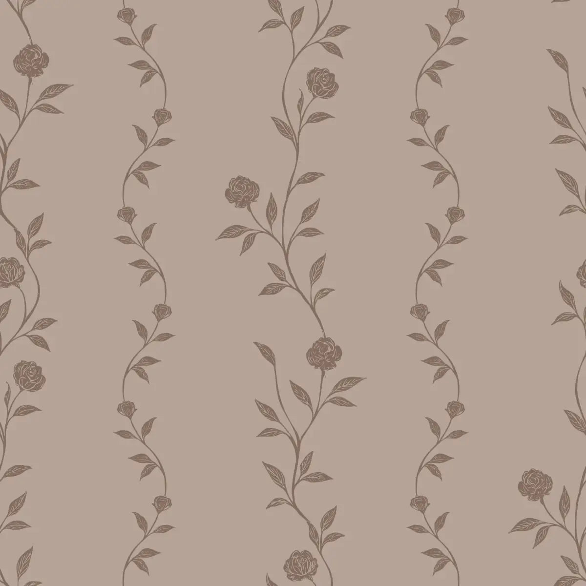 Rosalee Wallpaper - Wavy Flora Stripe - by The Feral Flower - Sample 1 foot by 1 foot / Brown - Loomwell Home Goods