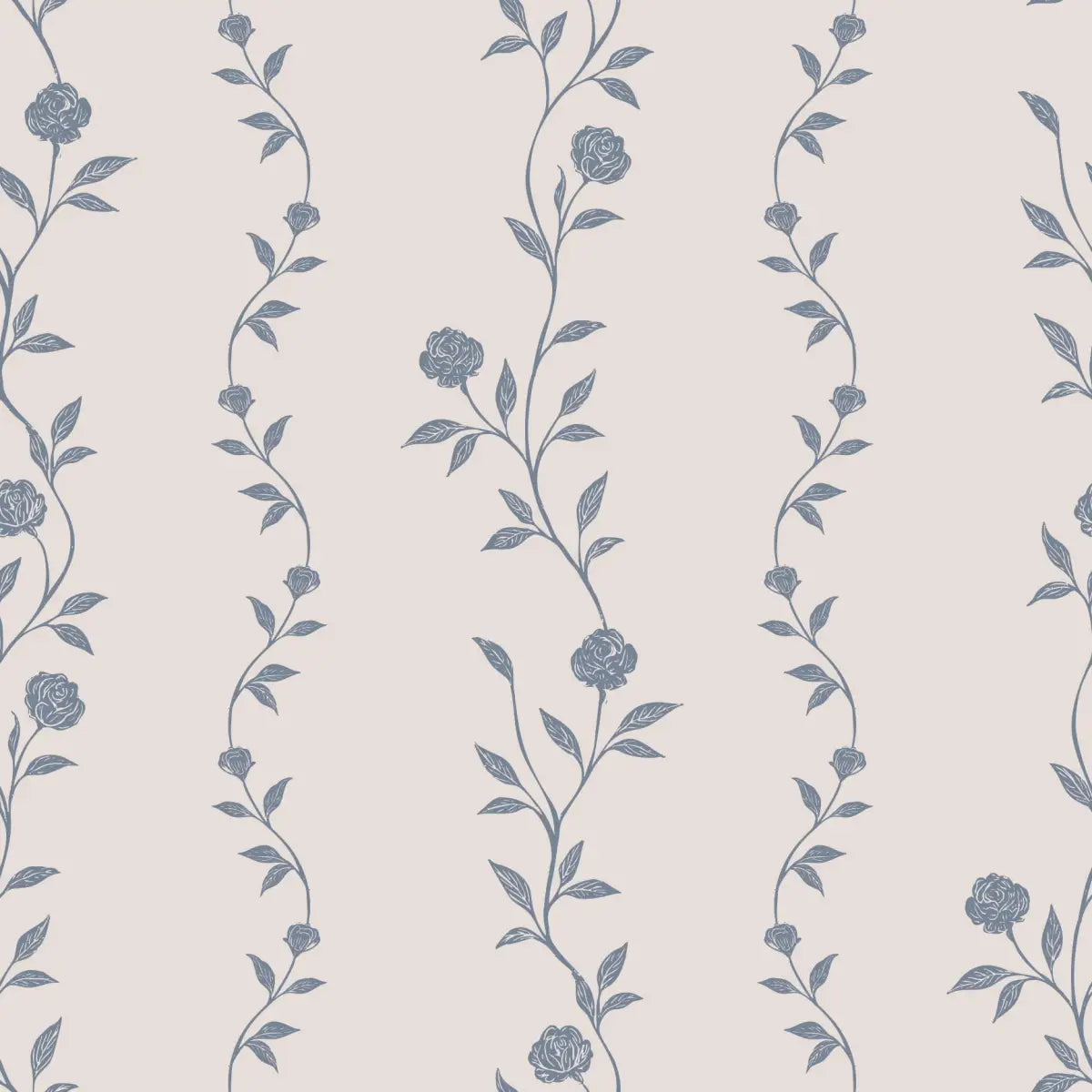 Rosalee Wallpaper - Wavy Flora Stripe - by The Feral Flower - Sample 1 foot by 1 foot / Dusty Blue - Loomwell Home Goods