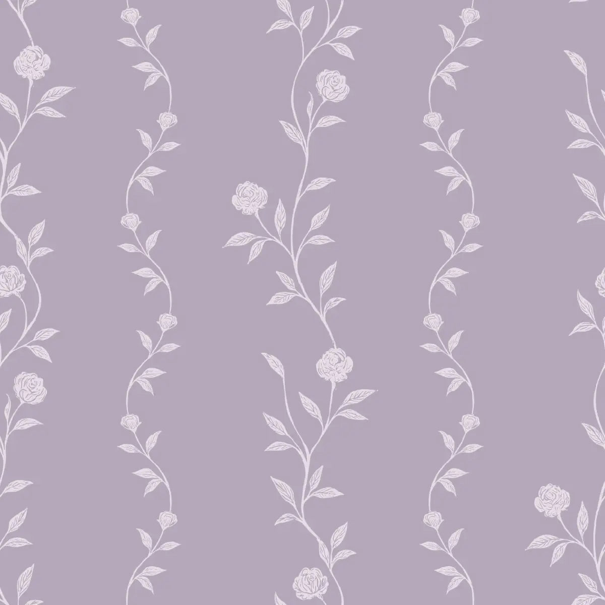 Rosalee Wallpaper - Wavy Flora Stripe - by The Feral Flower - Sample 1 foot by 1 foot / Lavender - Loomwell Home Goods