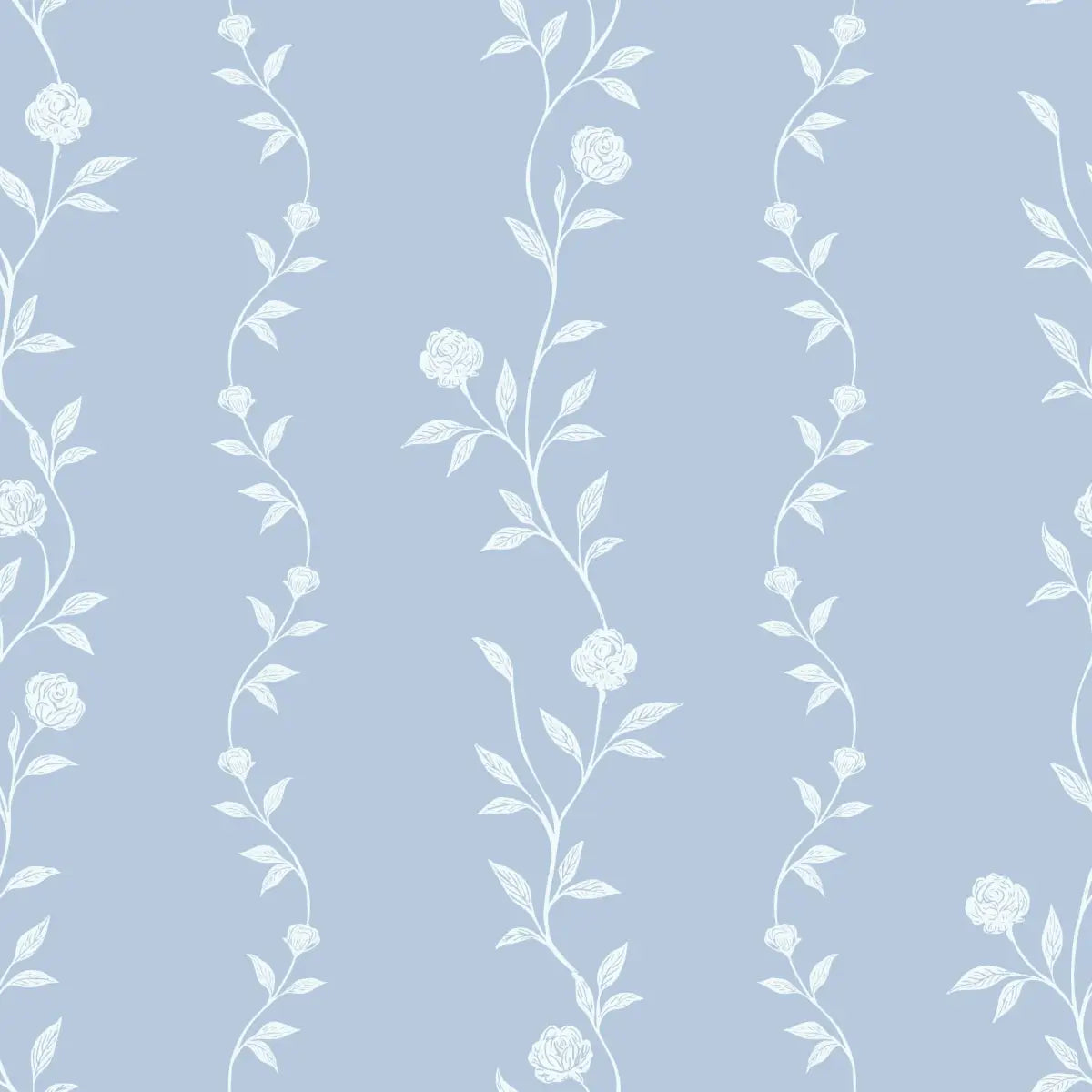 Rosalee Wallpaper - Wavy Flora Stripe - by The Feral Flower - Sample 1 foot by 1 foot / Light Blue - Loomwell Home Goods