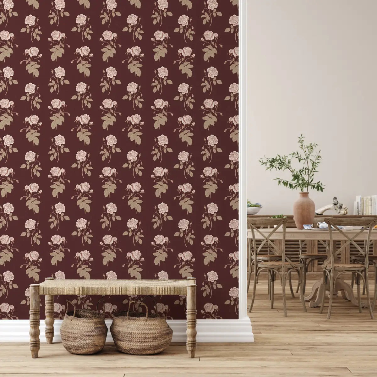 Rosalie Wallpaper - Rose Line Drawings - by Brittany Polatis Design - Loomwell Home Goods