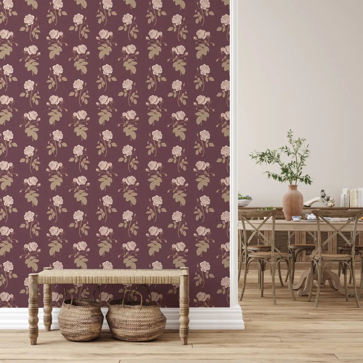 Rosalie Wallpaper - Rose Line Drawings - by Brittany Polatis Design - Loomwell Home Goods