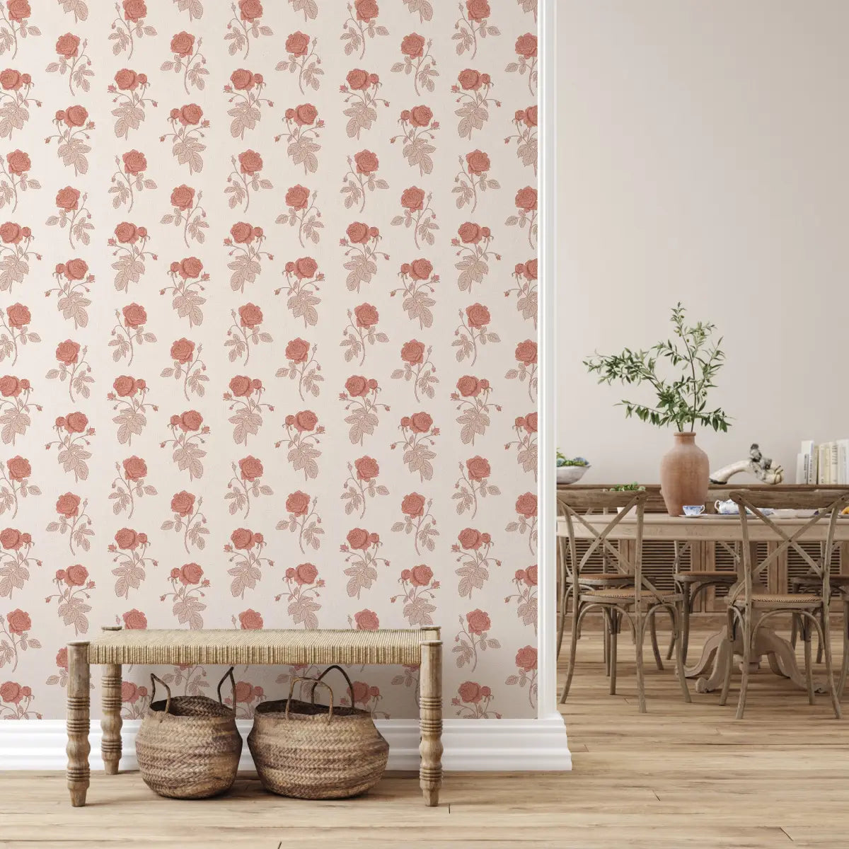 Rosalie Wallpaper - Rose Line Drawings - by Brittany Polatis Design - Loomwell Home Goods