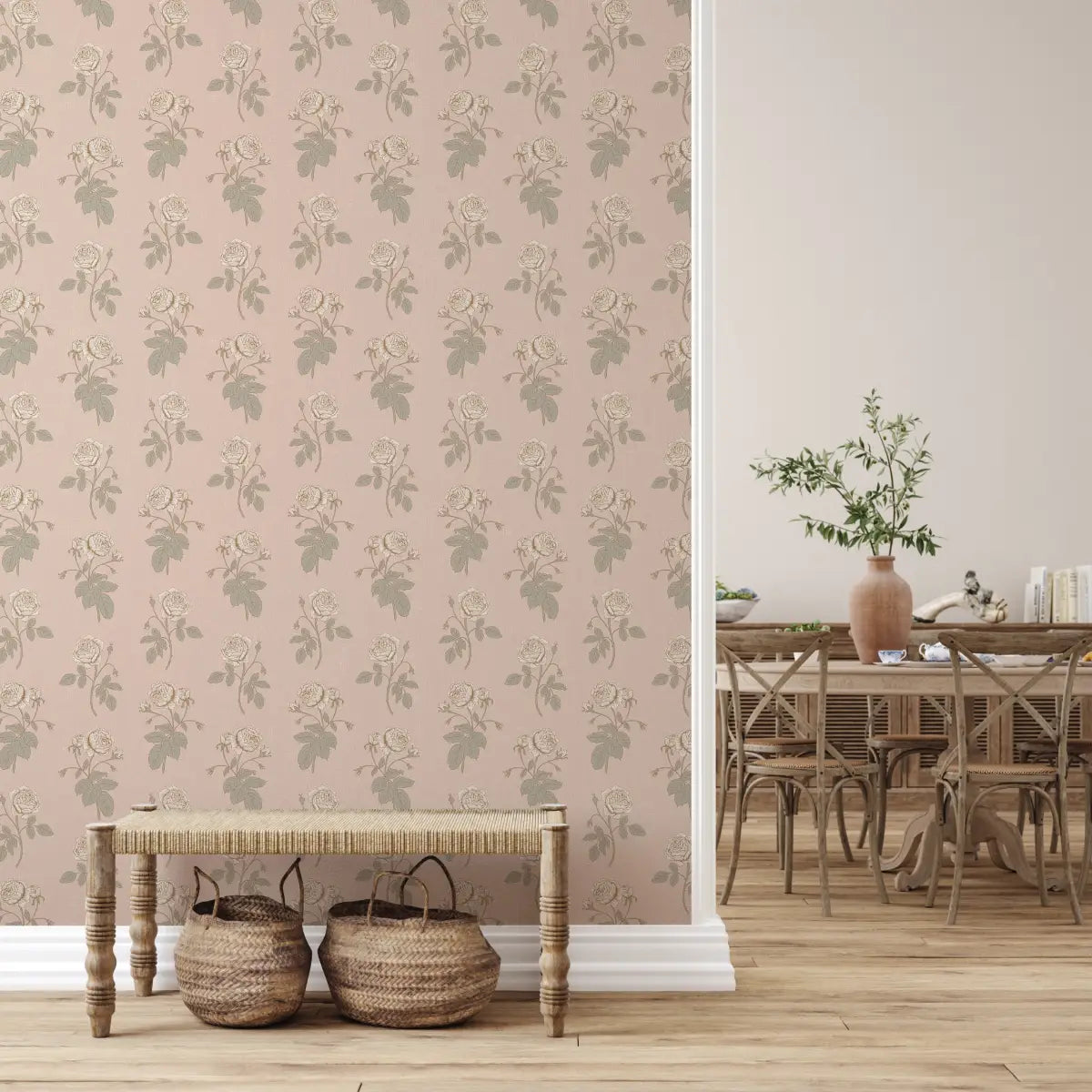 Rosalie Wallpaper - Rose Line Drawings - by Brittany Polatis Design - Loomwell Home Goods