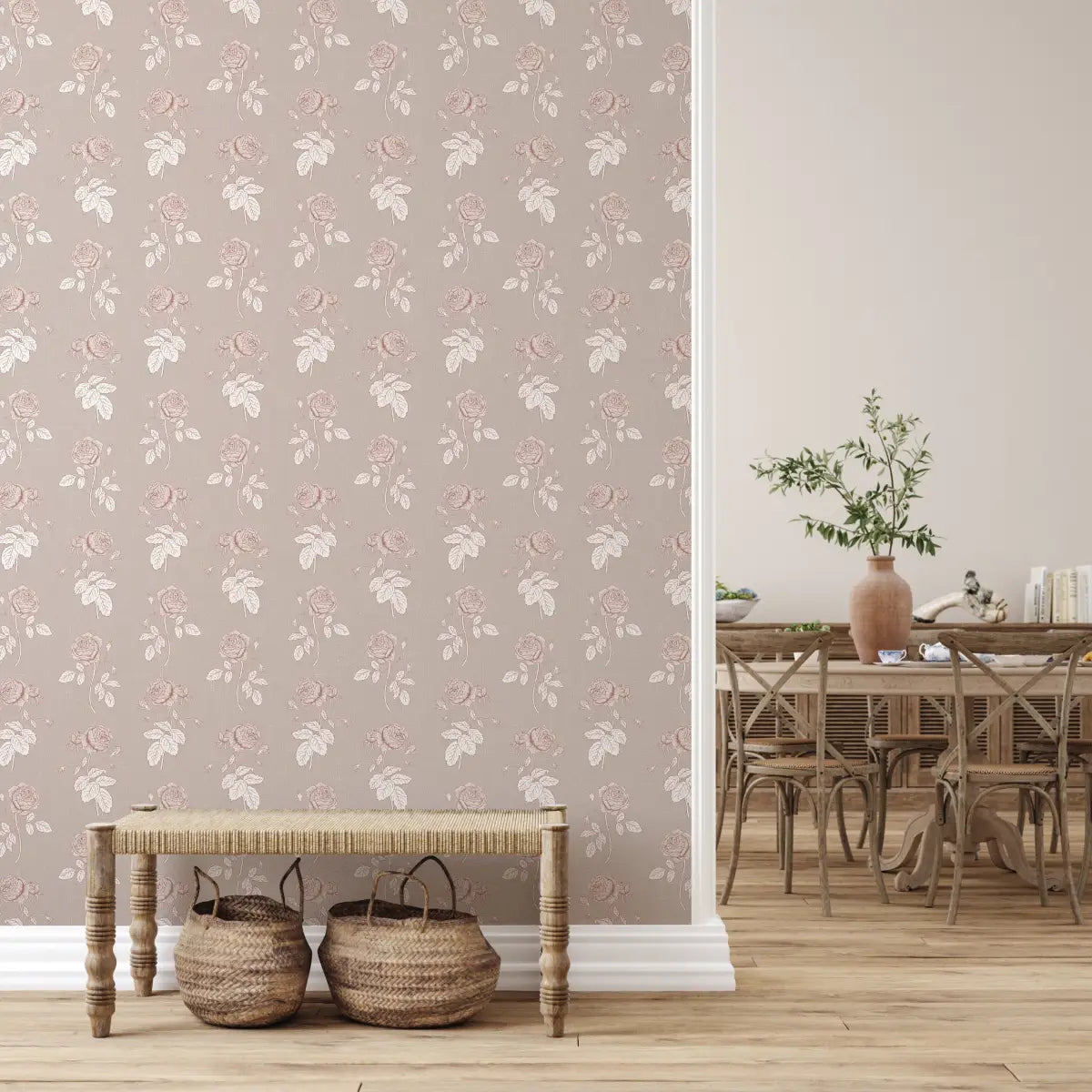 Rosalie Wallpaper - Rose Line Drawings - by Brittany Polatis Design - Loomwell Home Goods